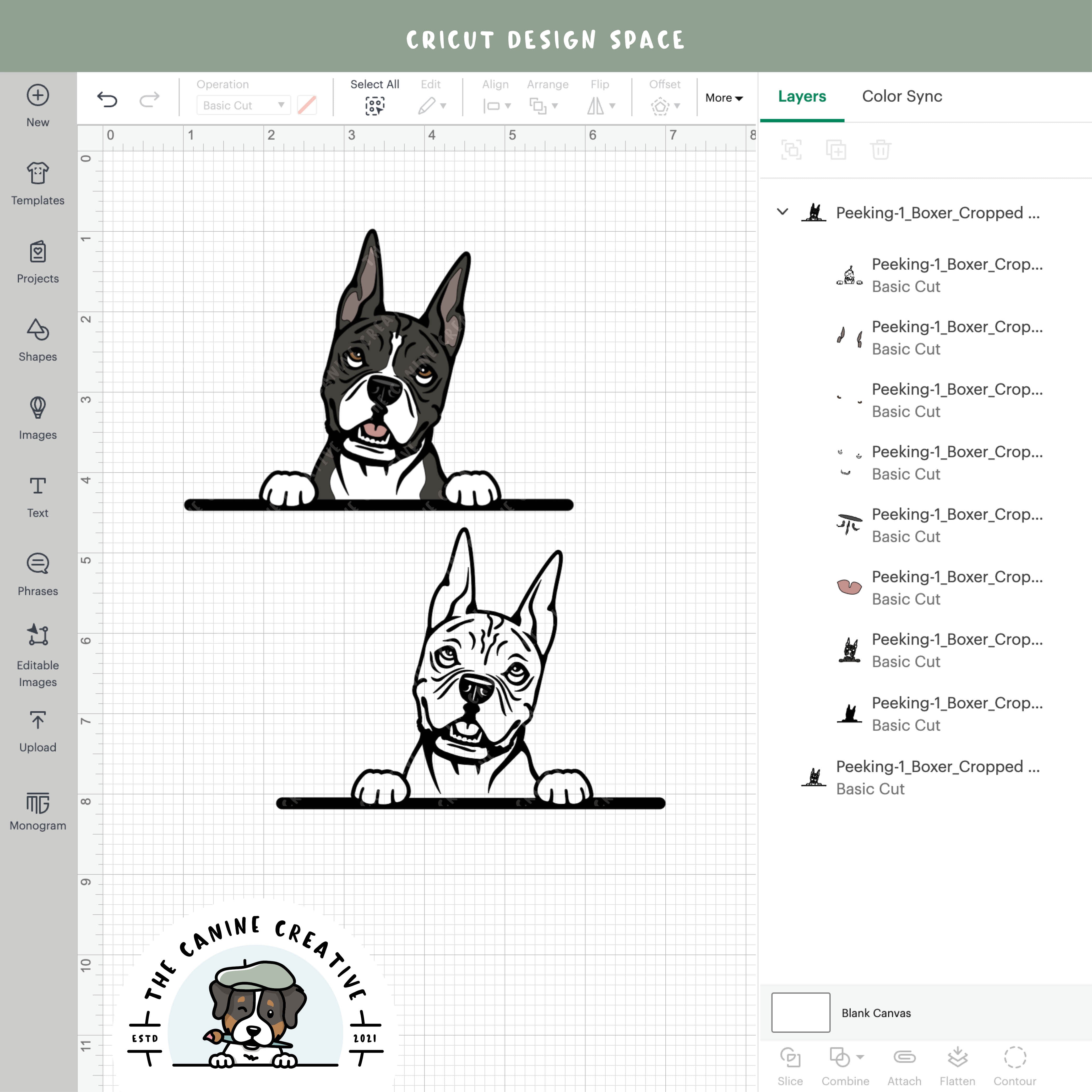 Screenshot showing design layers inside Cricut Design Space.