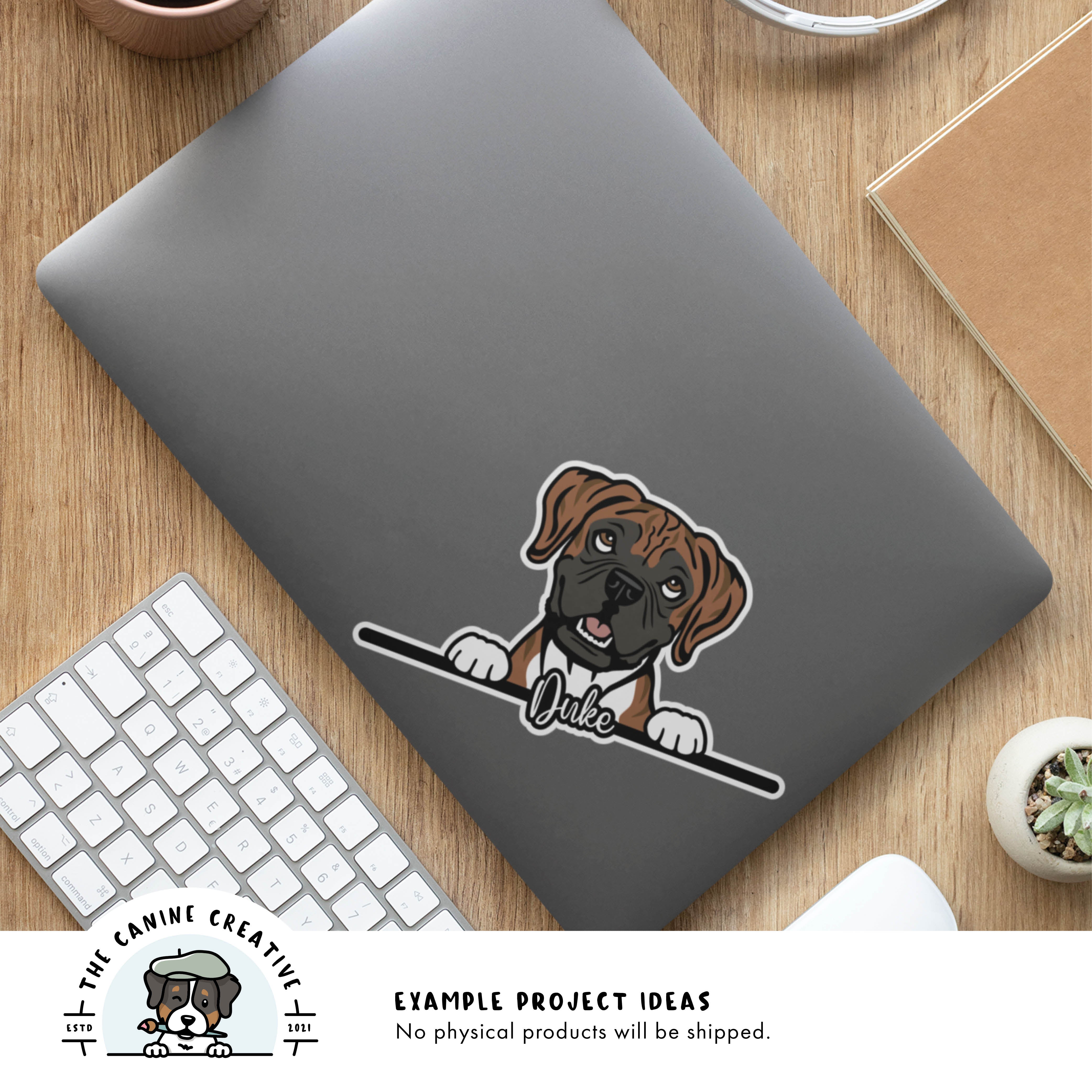 Example project idea showing design as a sticker on a laptop.
