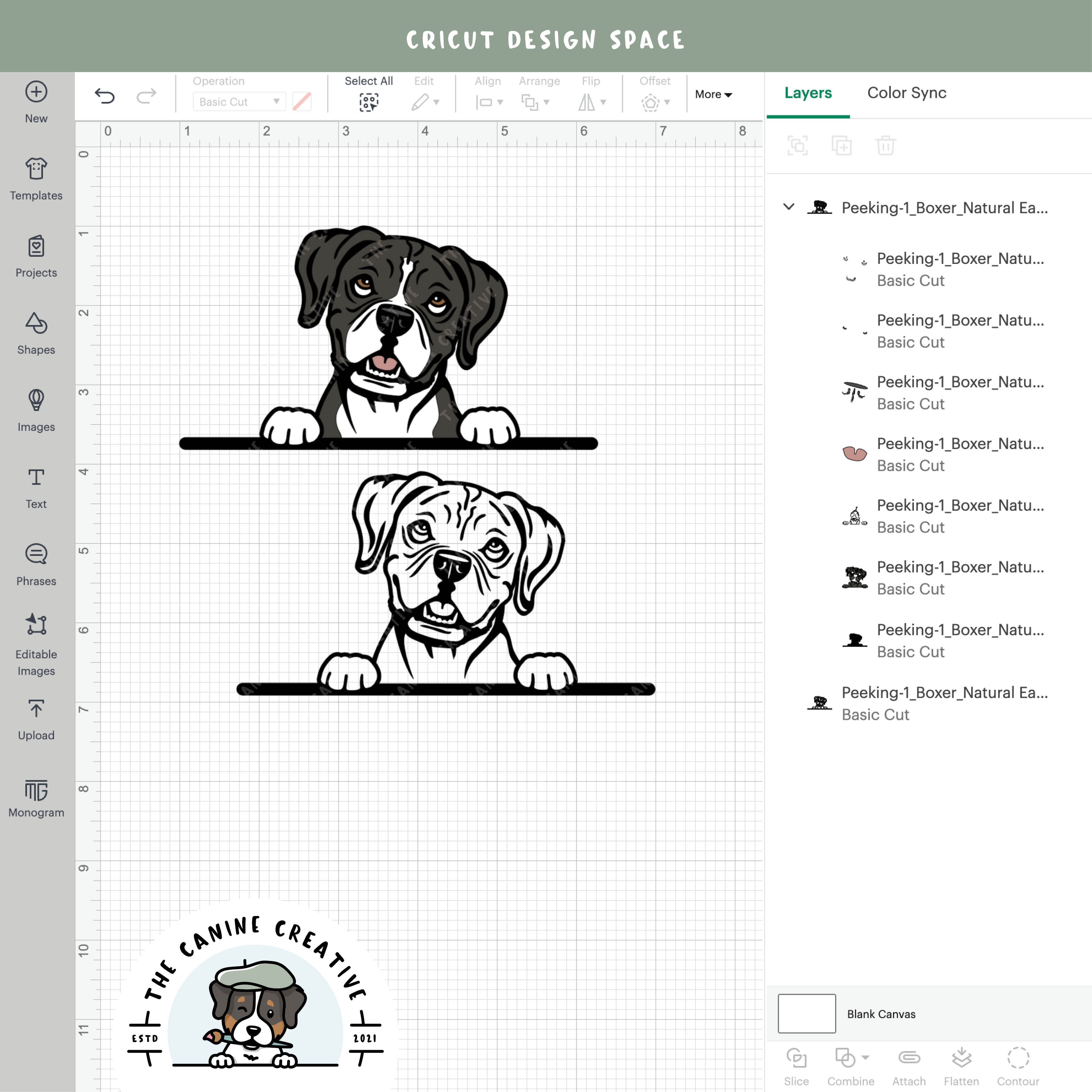 Screenshot showing design layers inside Cricut Design Space.