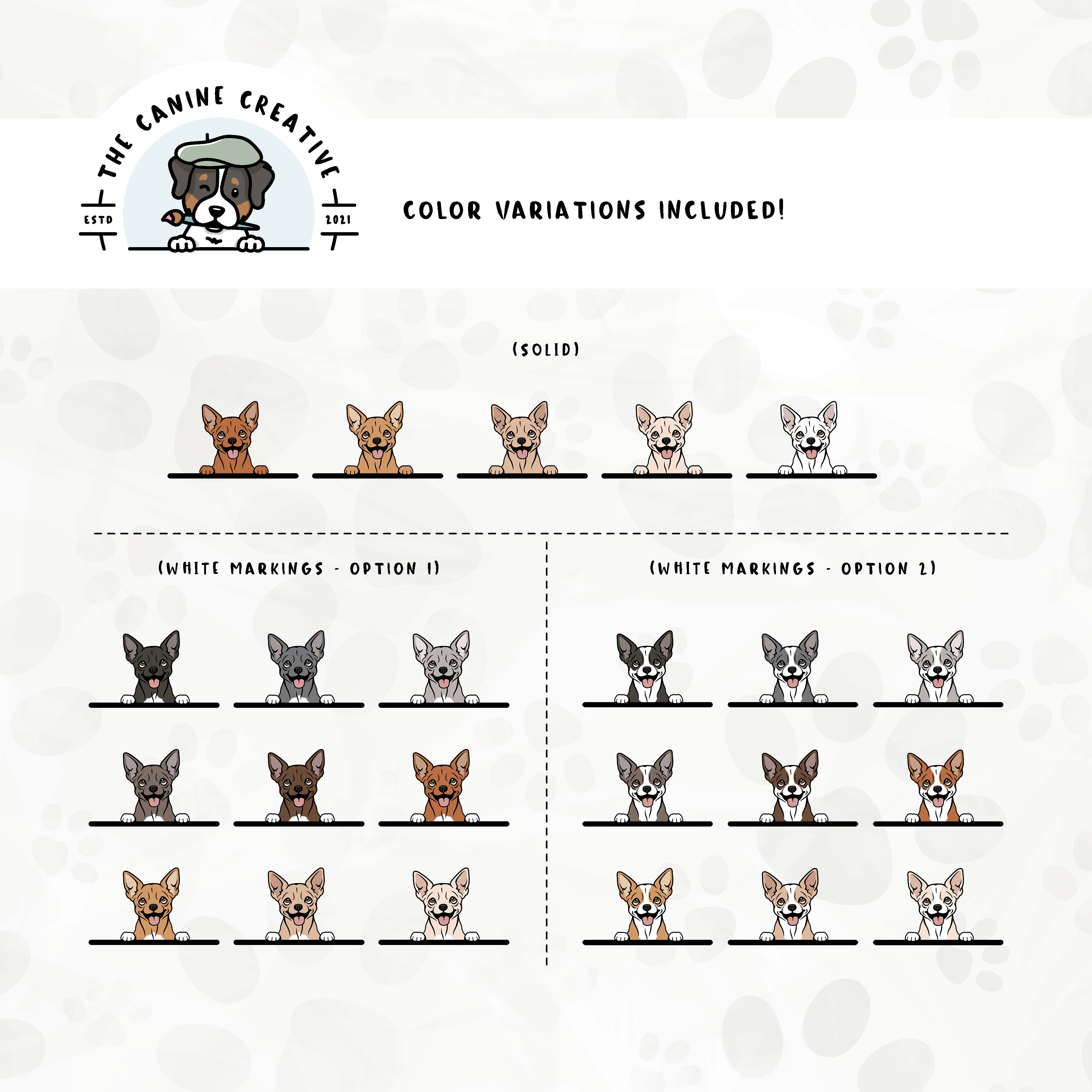 Part 1 of this design set includes common Chihuahua colors, both solid and with white markings.