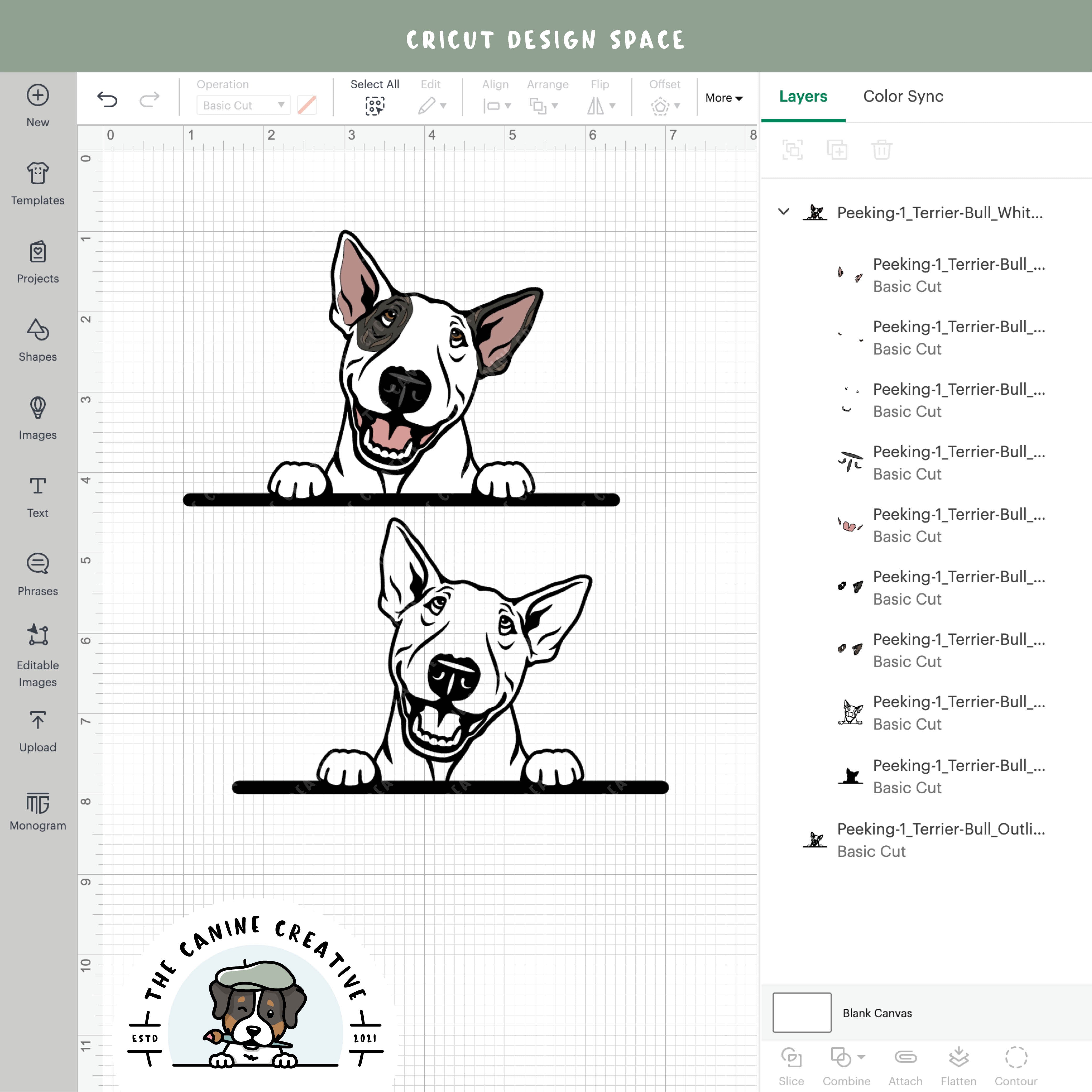 Screenshot showing design layers inside Cricut Design Space.