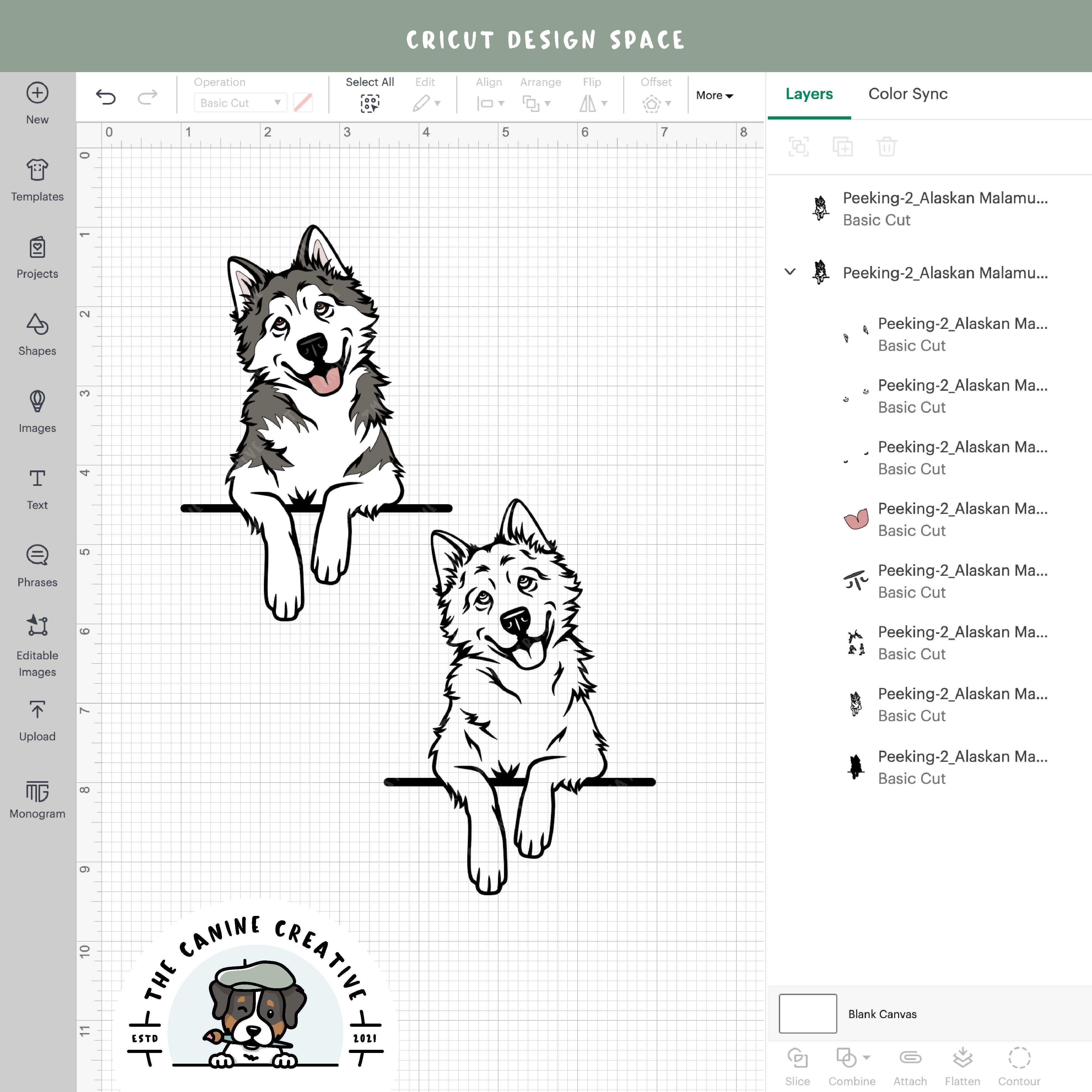 Screenshot showing design layers inside Cricut Design Space.