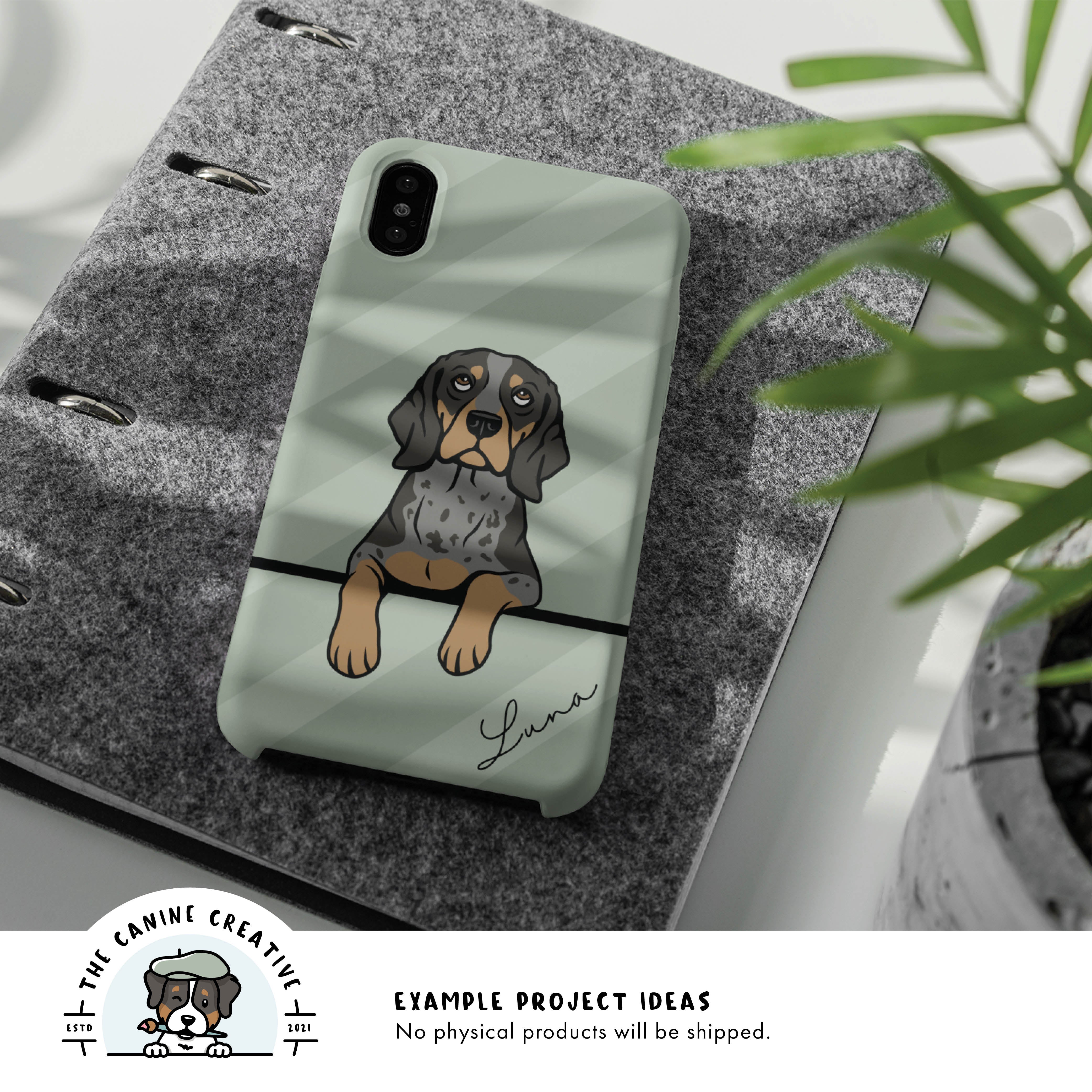 Example project idea showing design on a cellphone case.