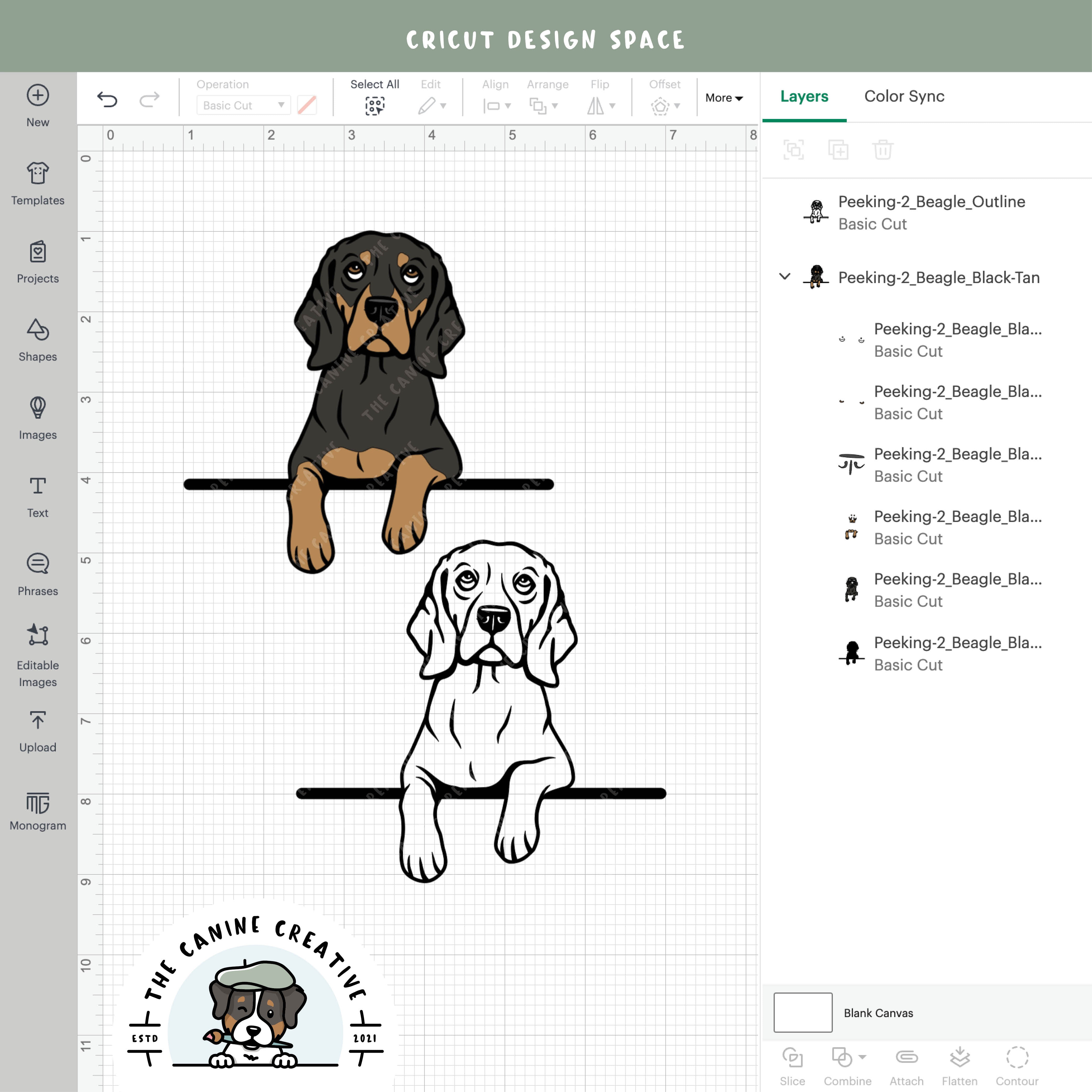 Screenshot showing design layers inside Cricut Design Space.