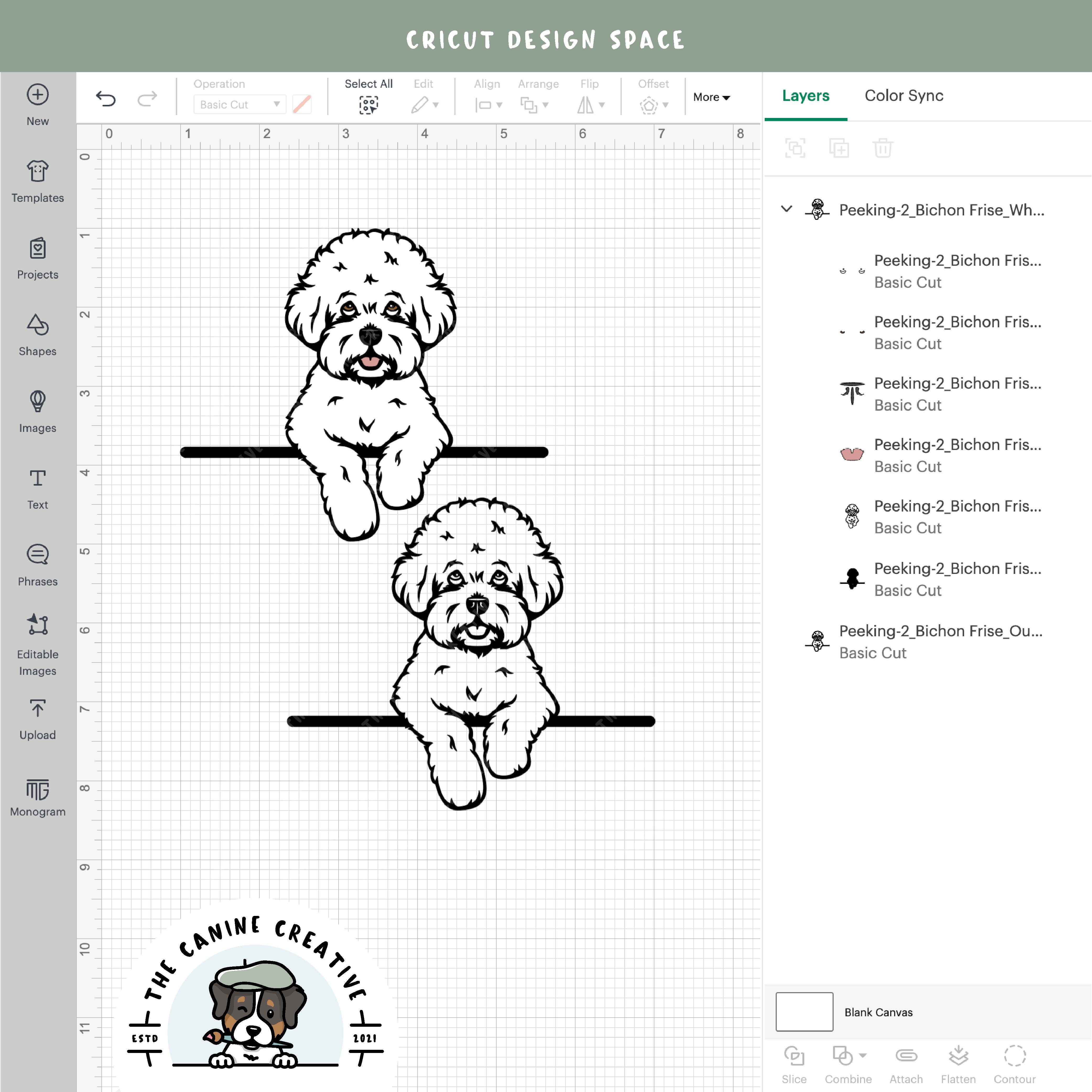 Screenshot showing design layers inside Cricut Design Space.