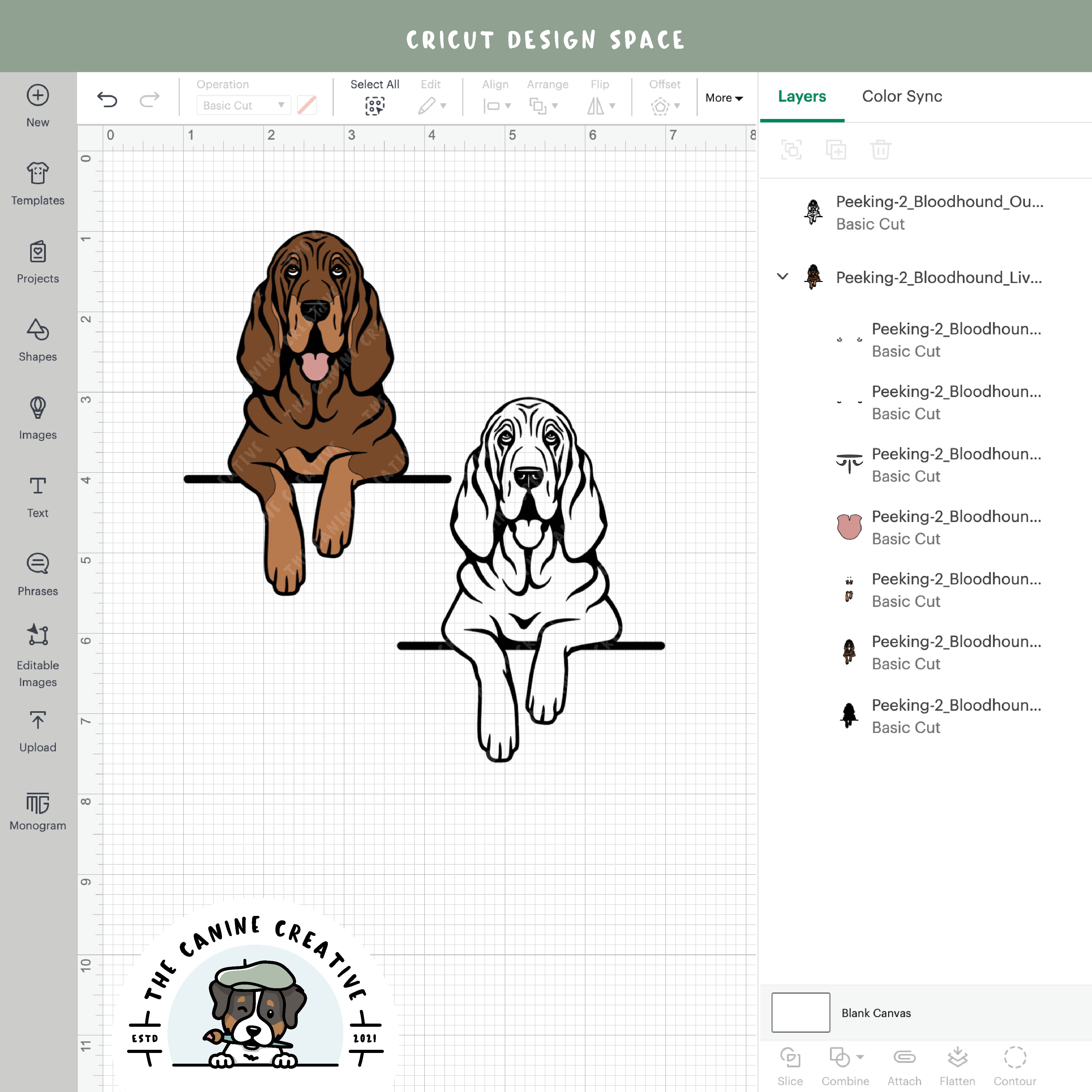 Screenshot showing design layers inside Cricut Design Space.