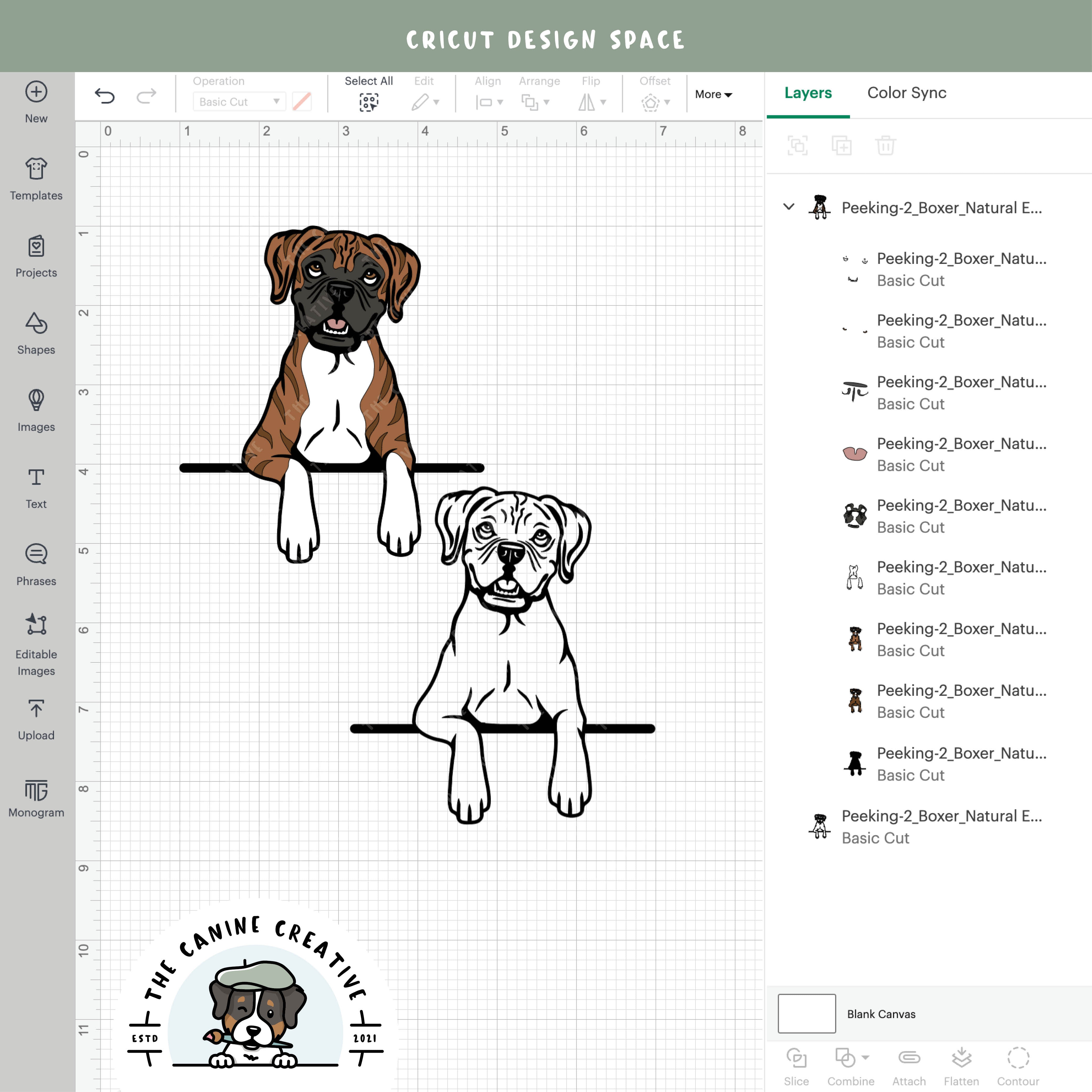 Screenshot showing design layers inside Cricut Design Space.