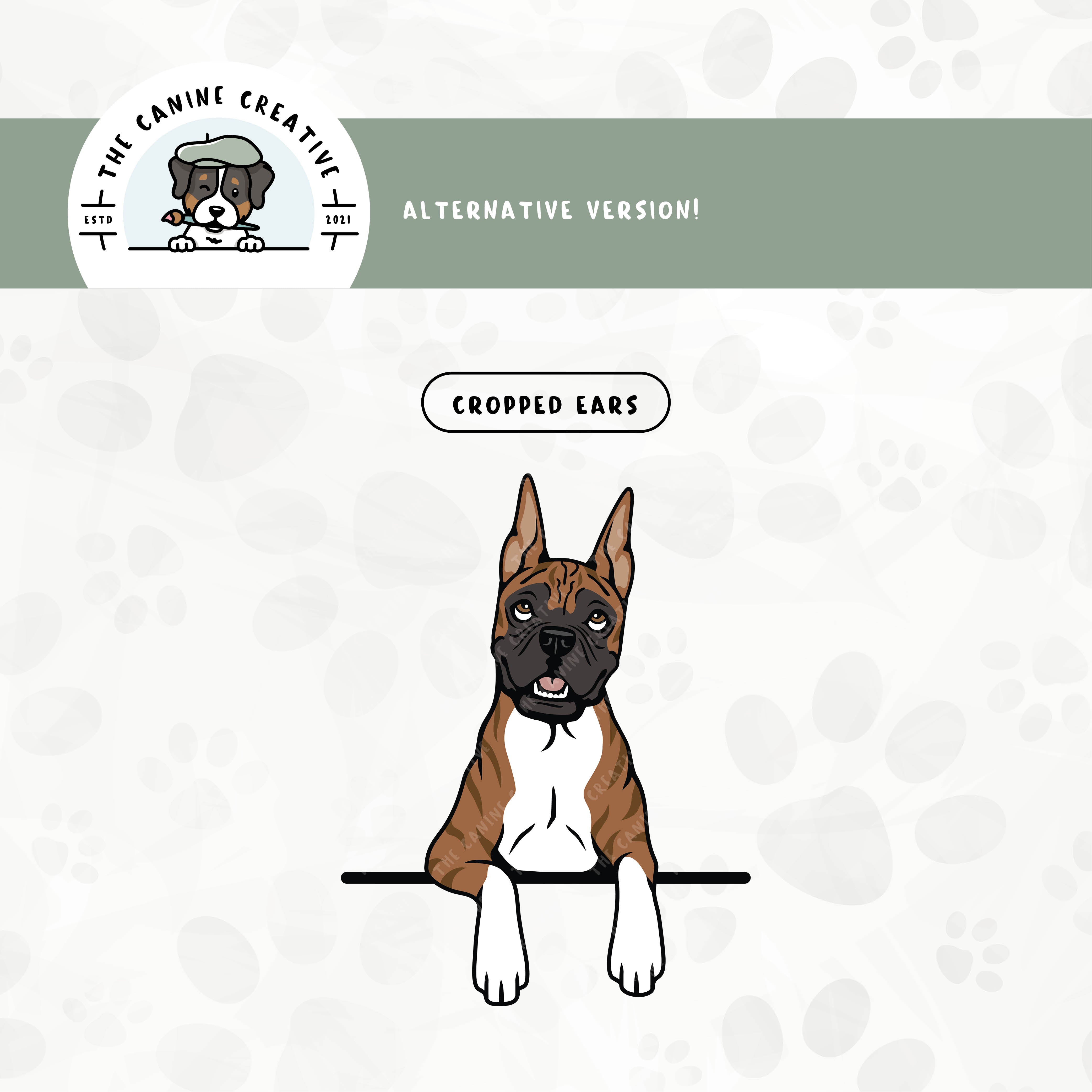 Alternative cropped ear edition also available for this Boxer dog design.
