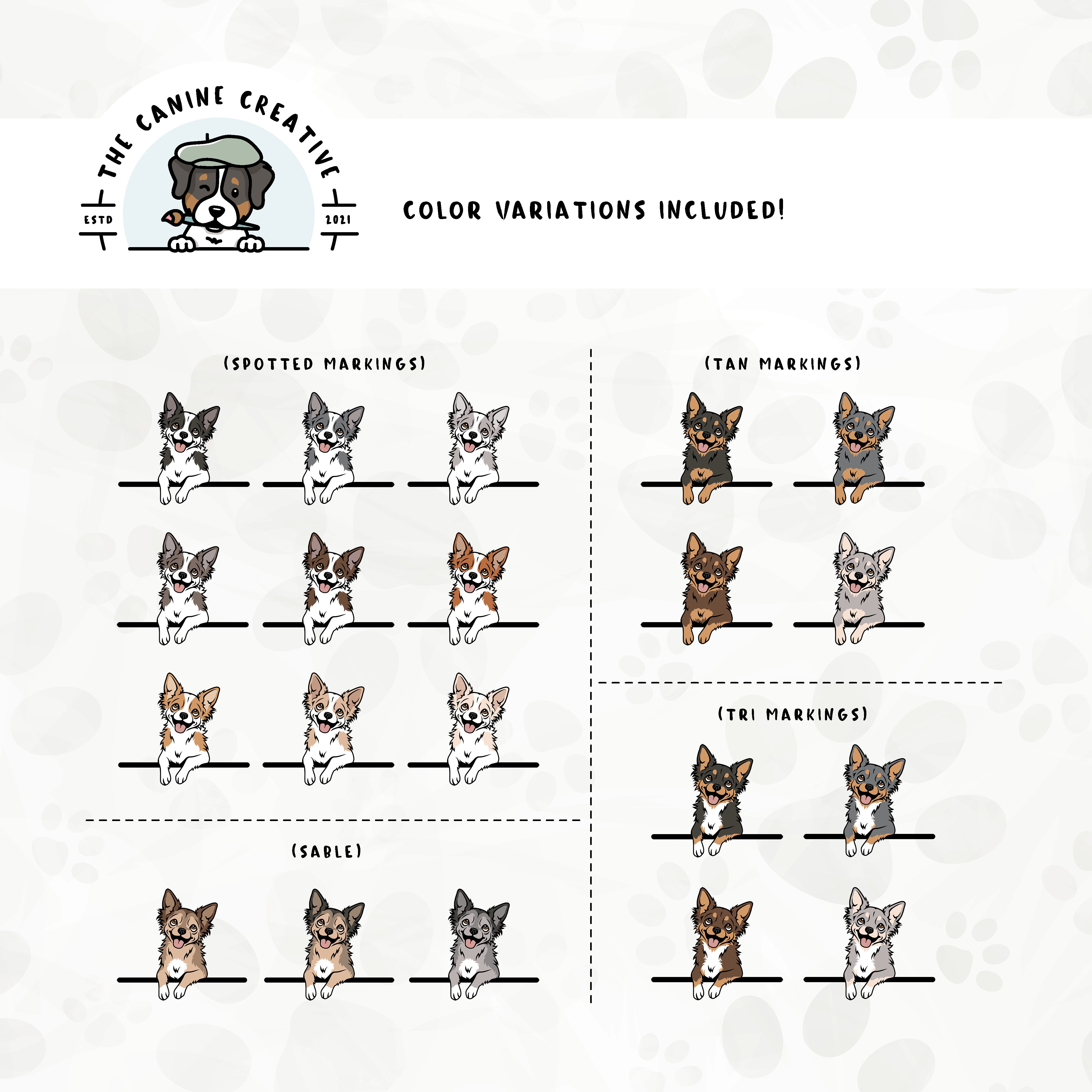 Part 2 of this design set features Chihuahuas with spotted, sable, tan, and tri-color markings.