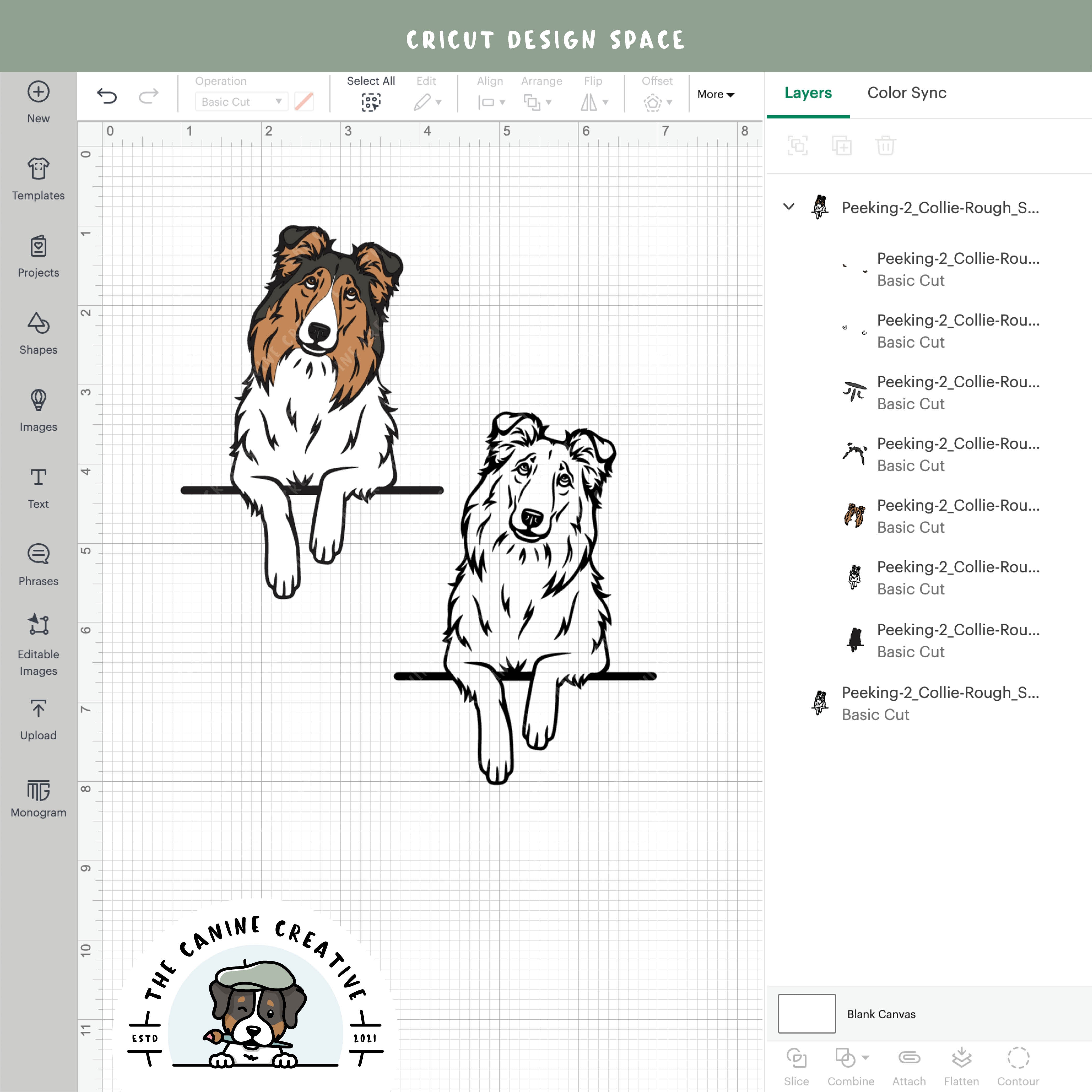 Screenshot showing design layers inside Cricut Design Space.