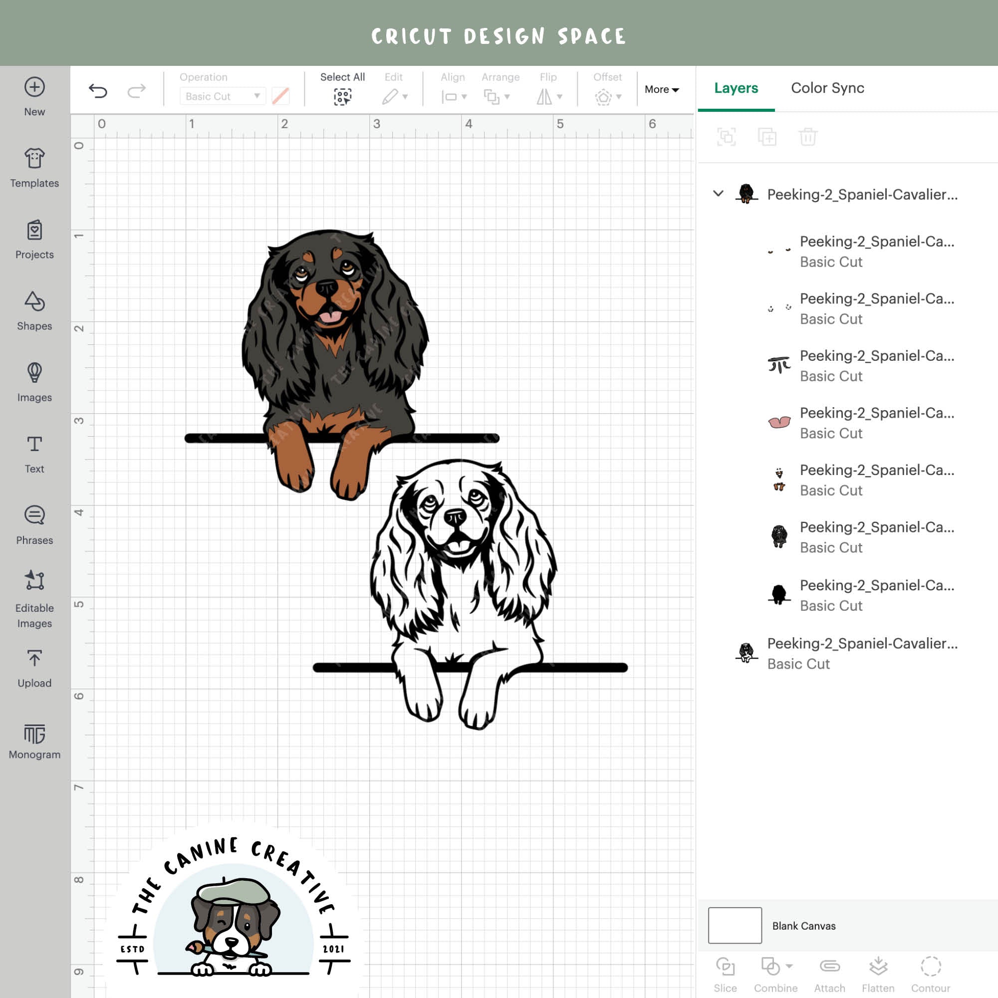 Screenshot showing design layers inside Cricut Design Space.