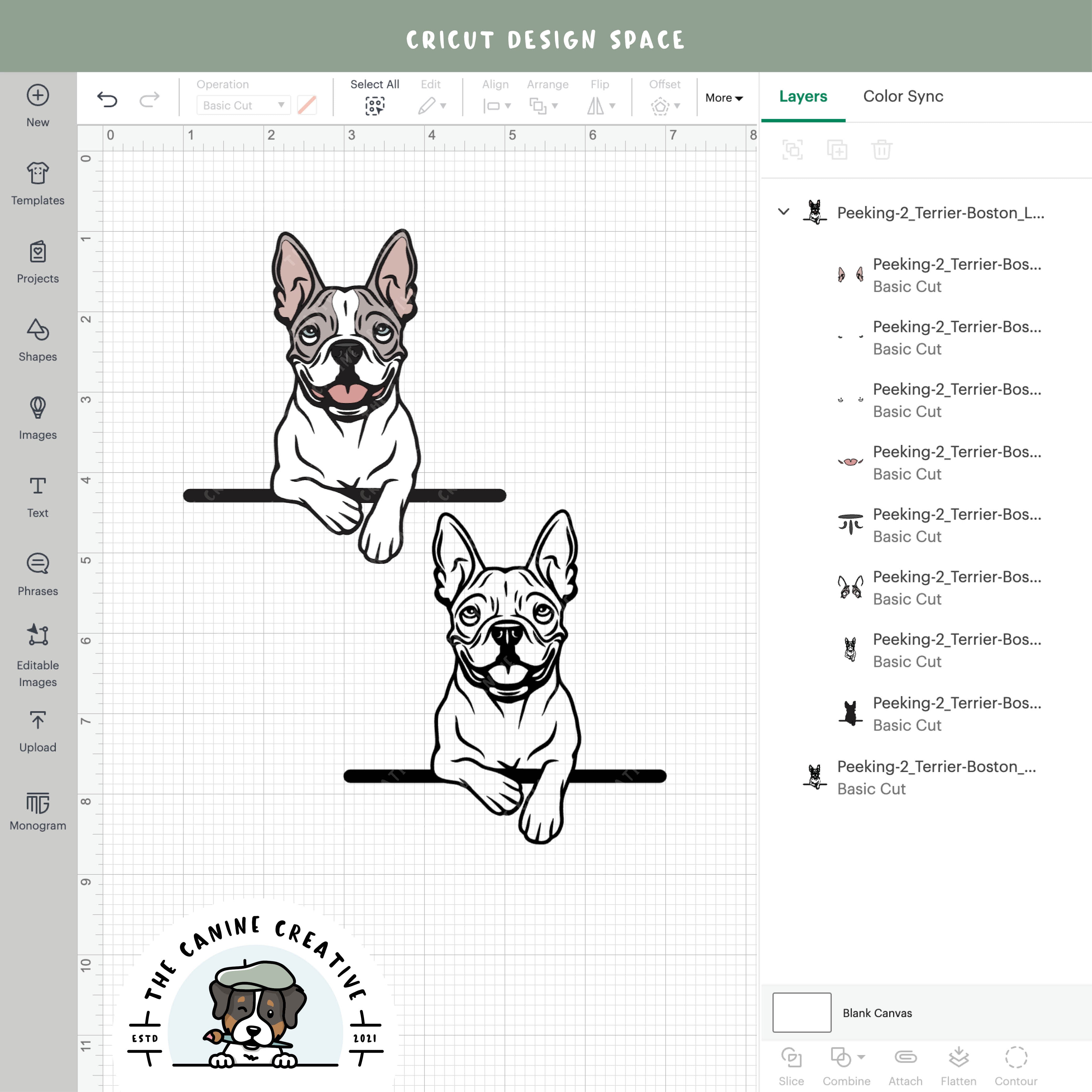 Screenshot showing design layers inside Cricut Design Space.