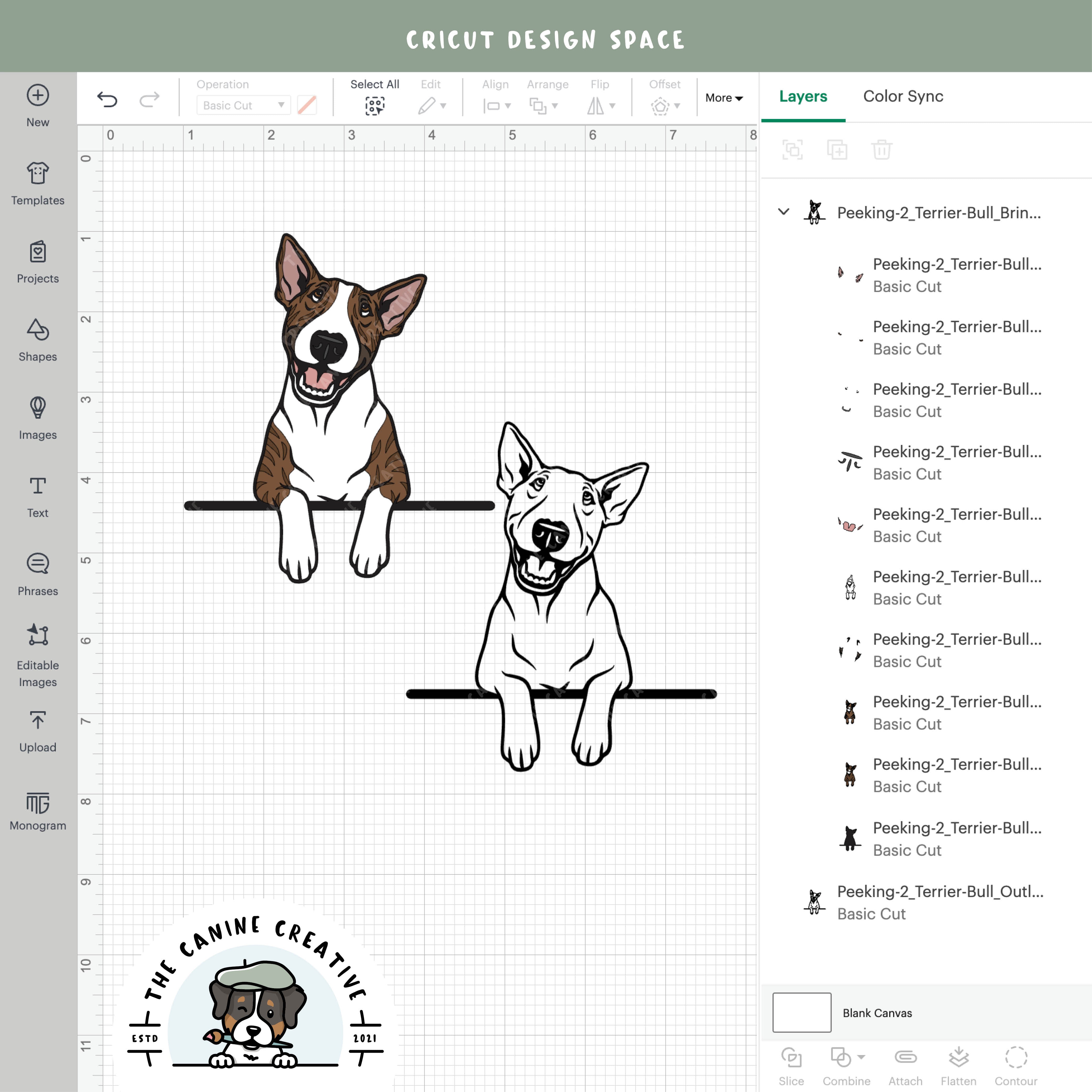 Screenshot showing design layers inside Cricut Design Space.