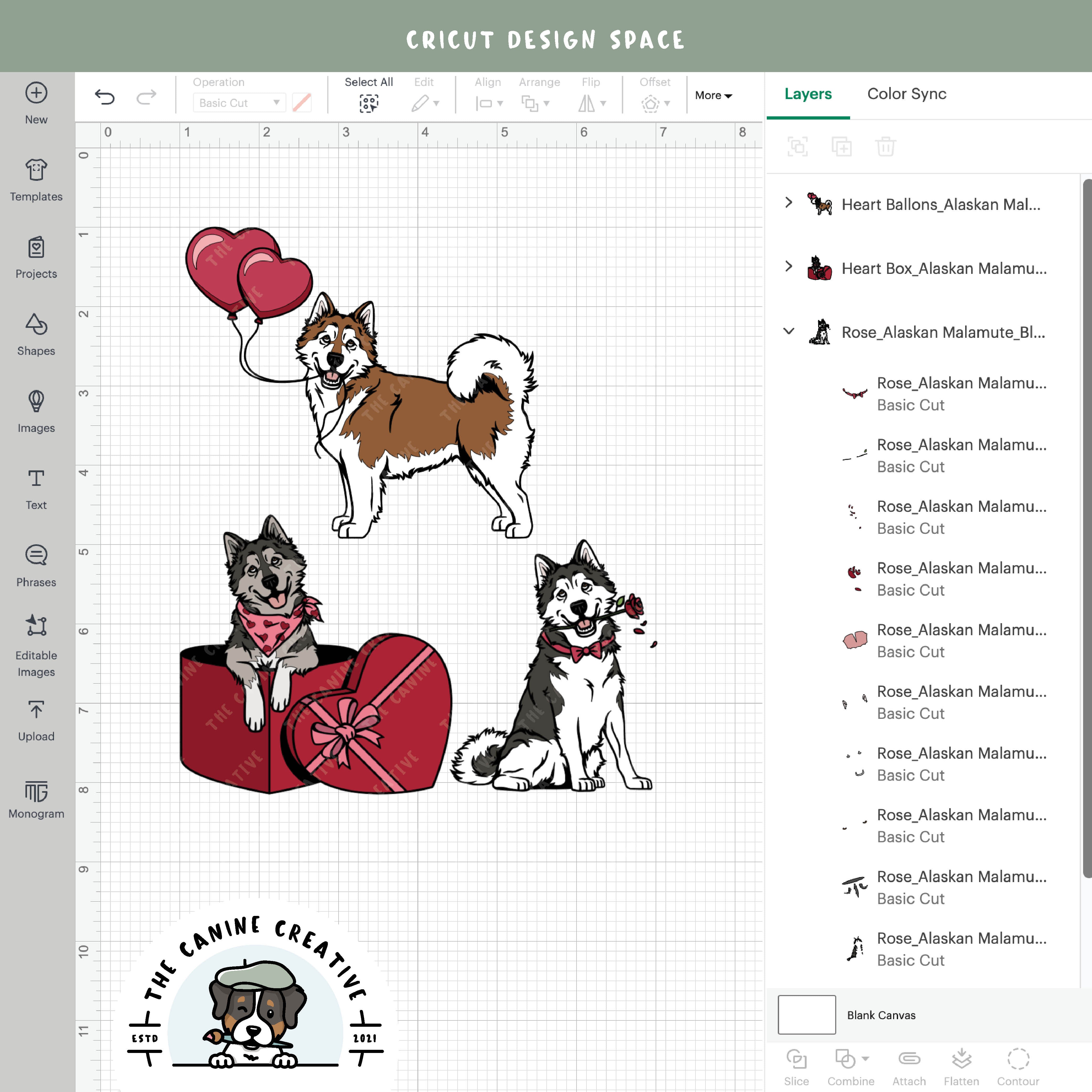 Screenshot showing design layers inside Cricut Design Space.