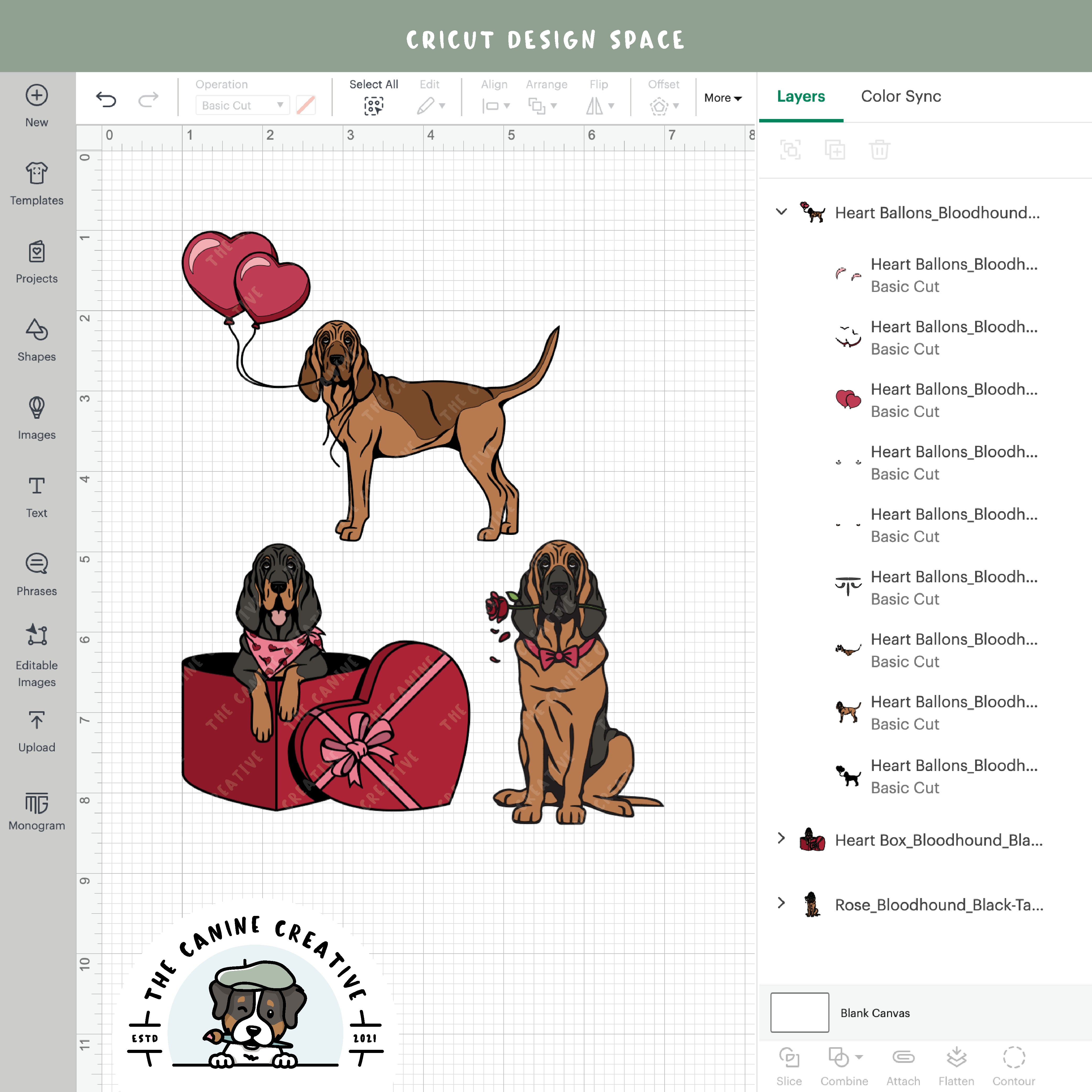 Screenshot showing design layers inside Cricut Design Space.
