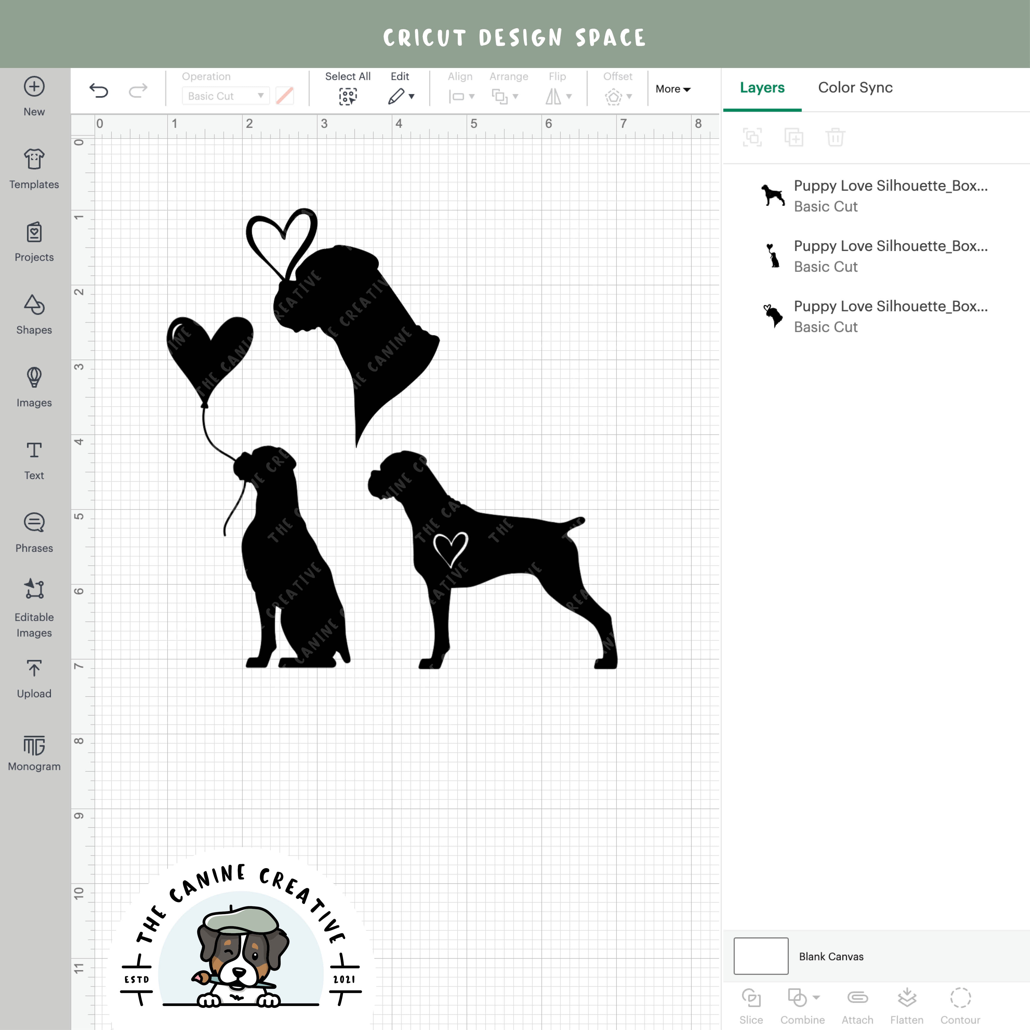 Screenshot showing designs inside Cricut Design Space.