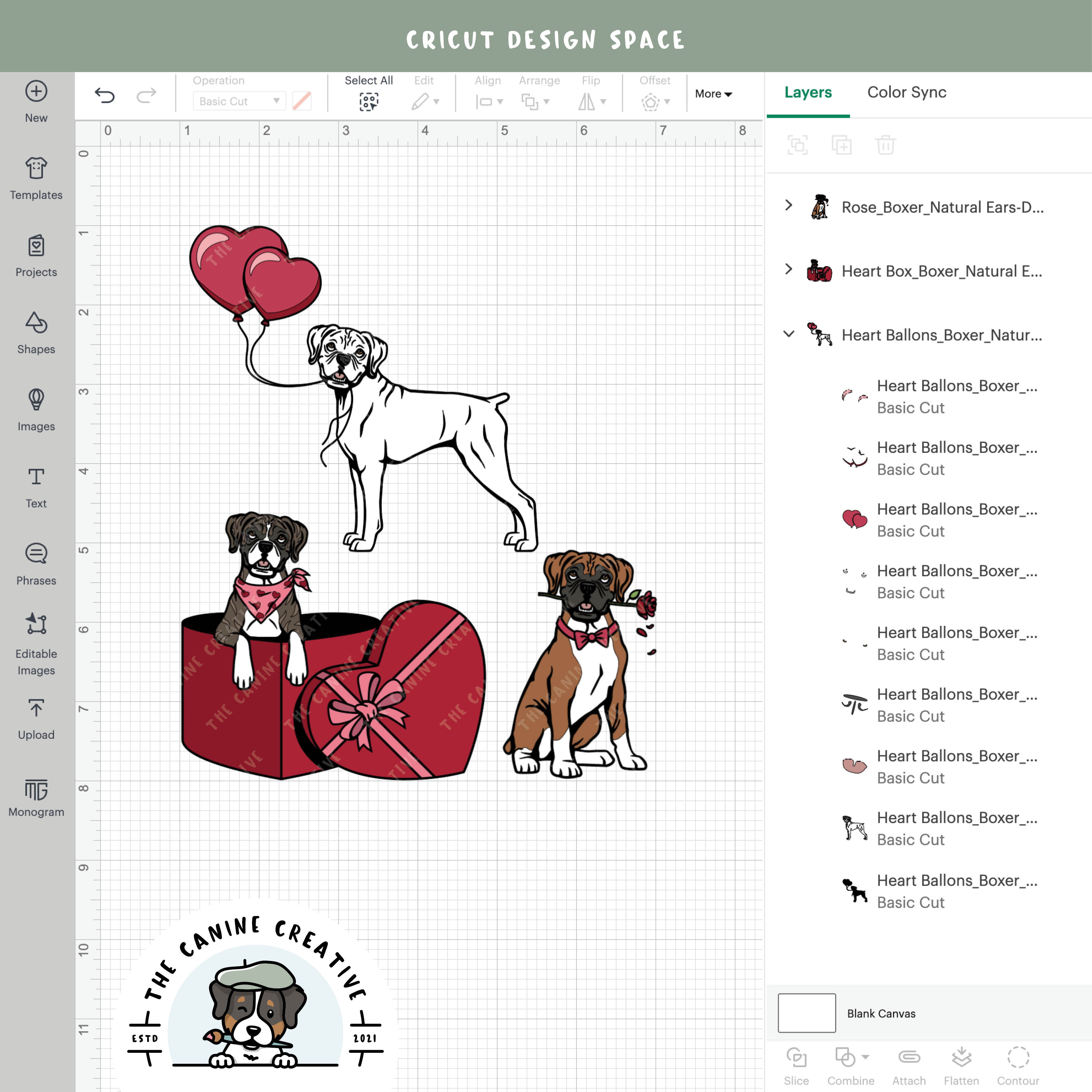 Screenshot showing design layers inside Cricut Design Space.