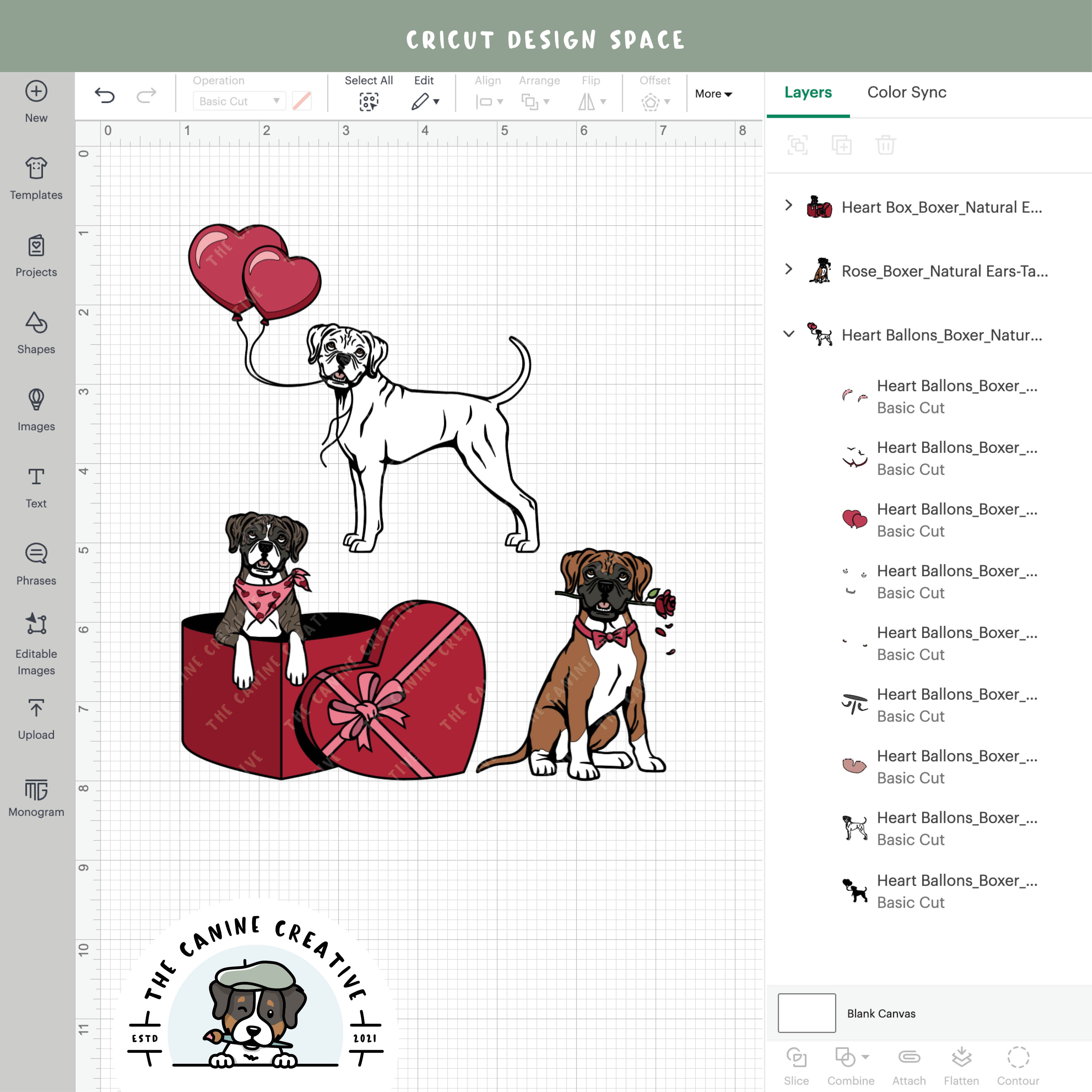 Screenshot showing design layers inside Cricut Design Space.