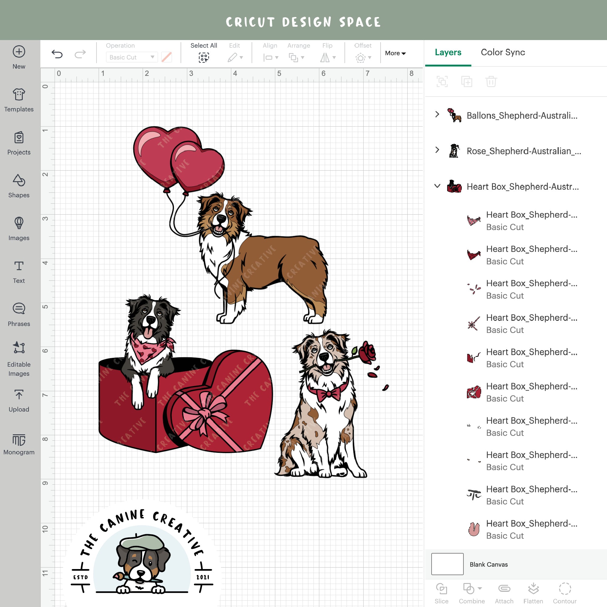 Screenshot showing design layers inside Cricut Design Space.