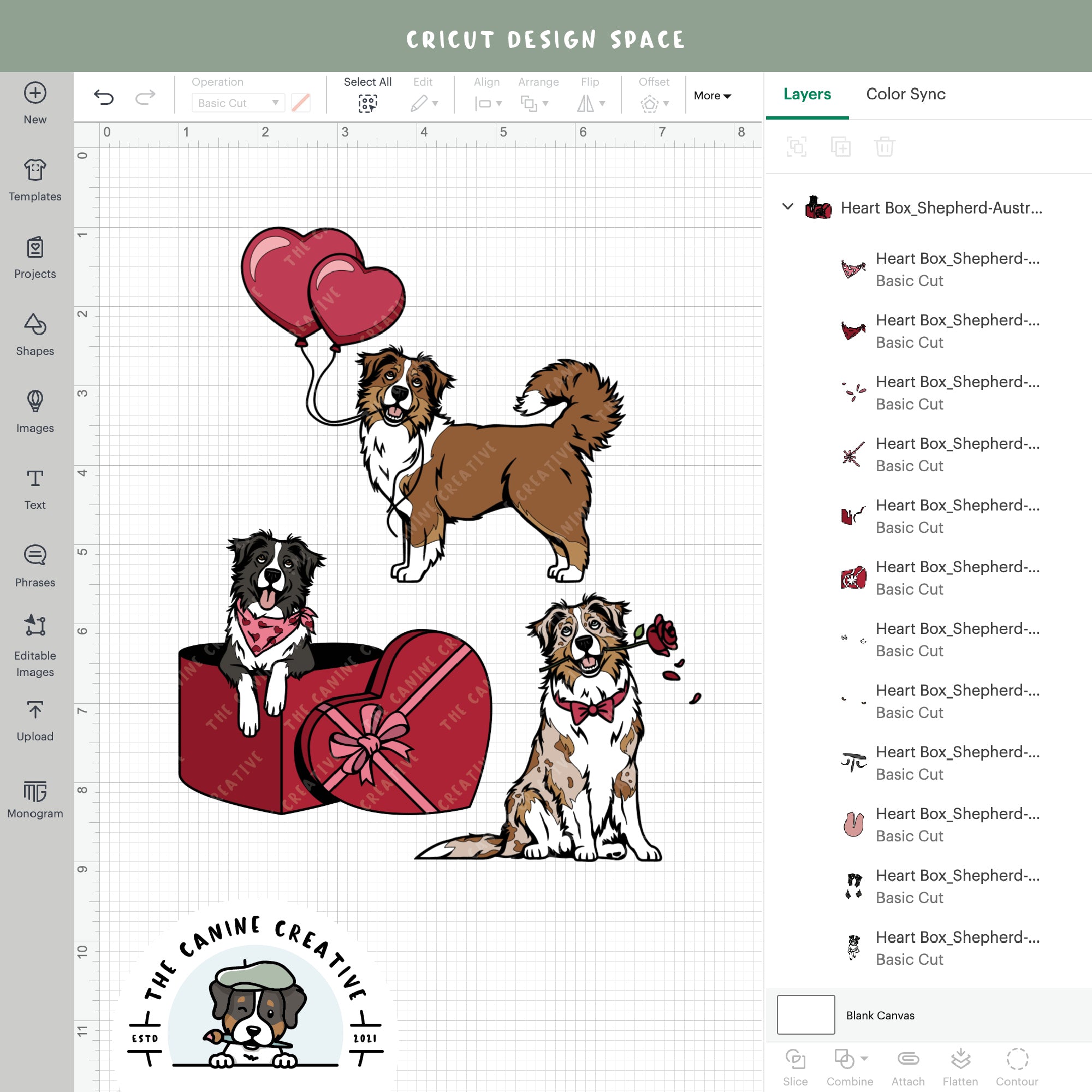 Screenshot showing design layers inside Cricut Design Space.