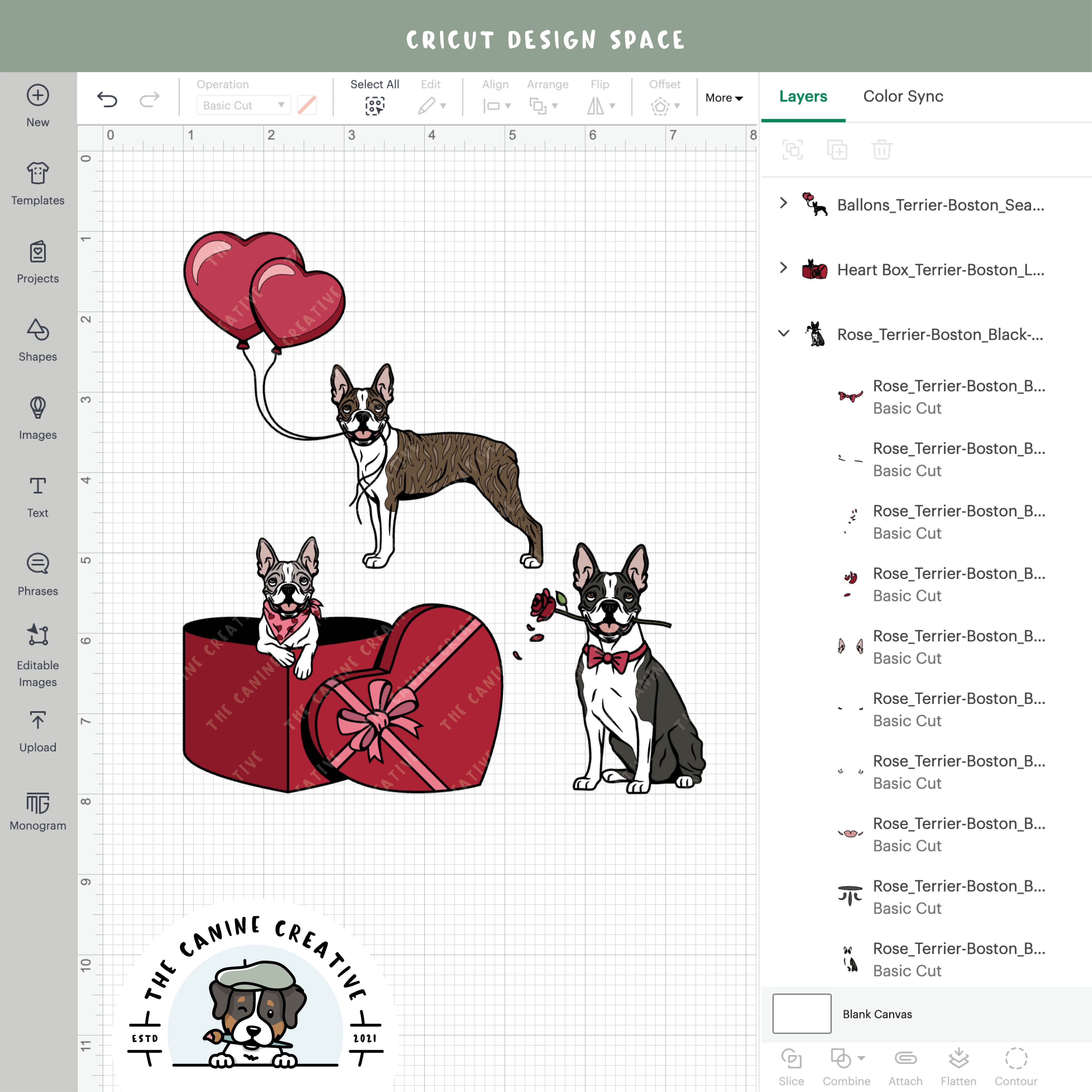 Screenshot showing design layers inside Cricut Design Space.