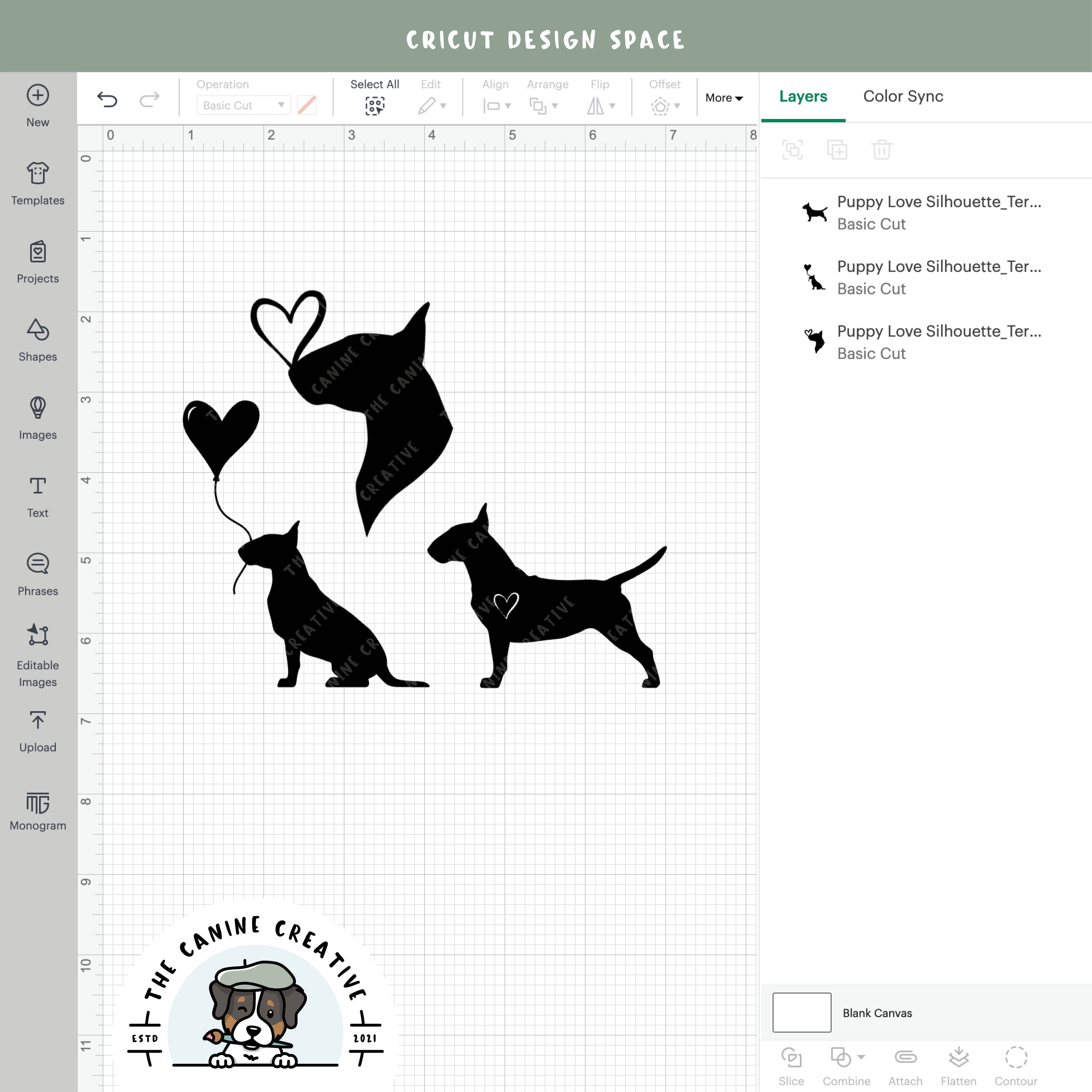 Screenshot showing designs inside Cricut Design Space.