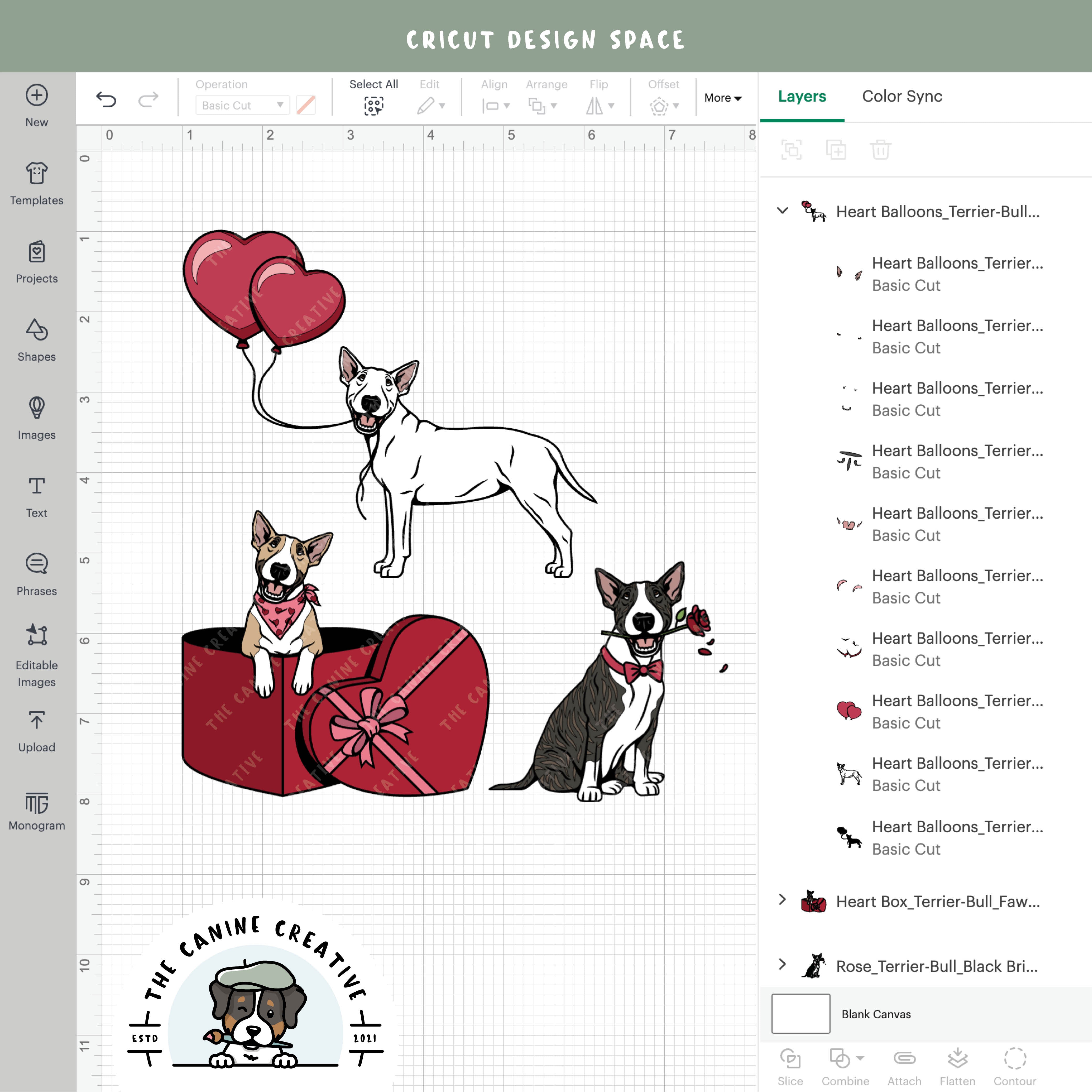 Screenshot showing design layers inside Cricut Design Space.