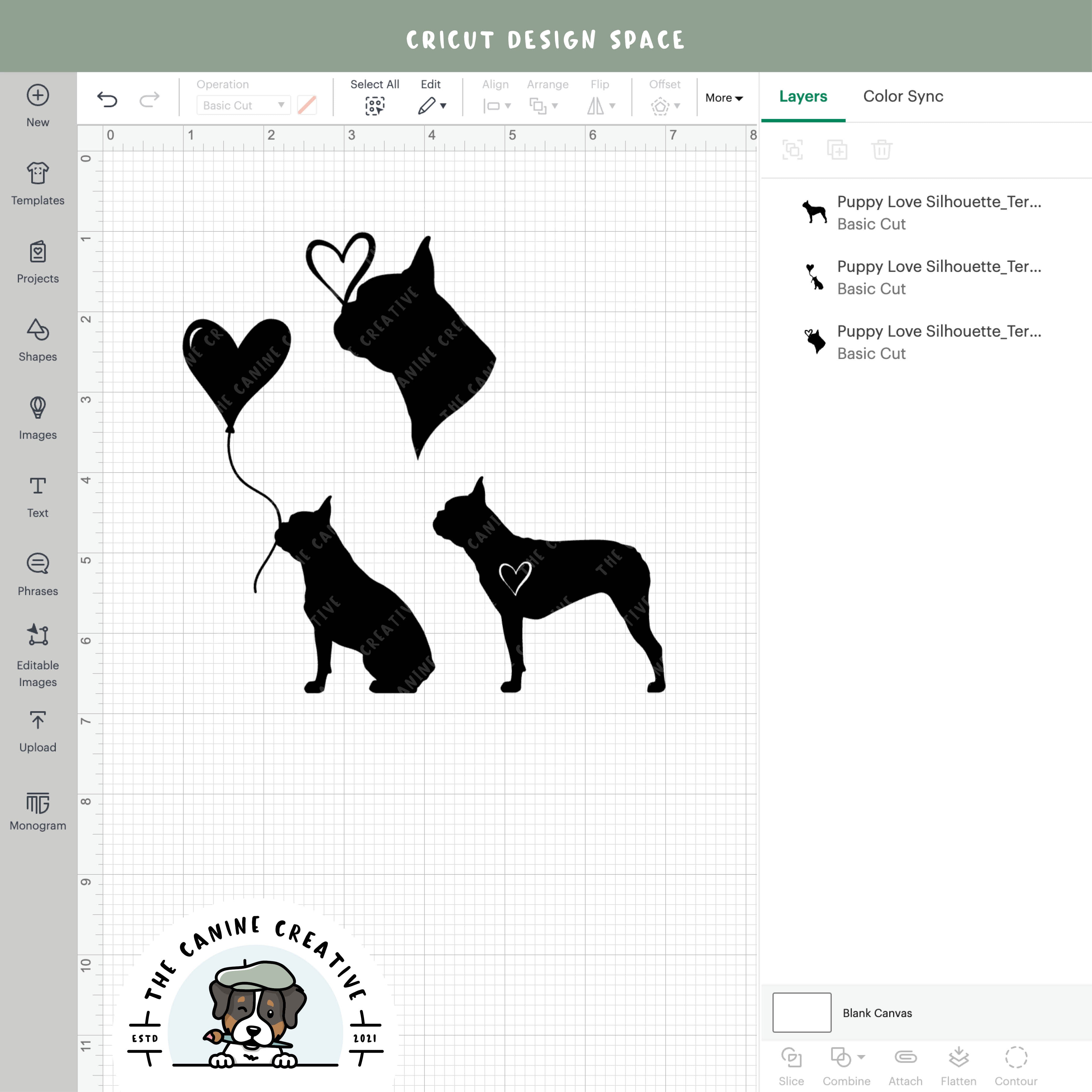 Screenshot showing designs inside Cricut Design Space.