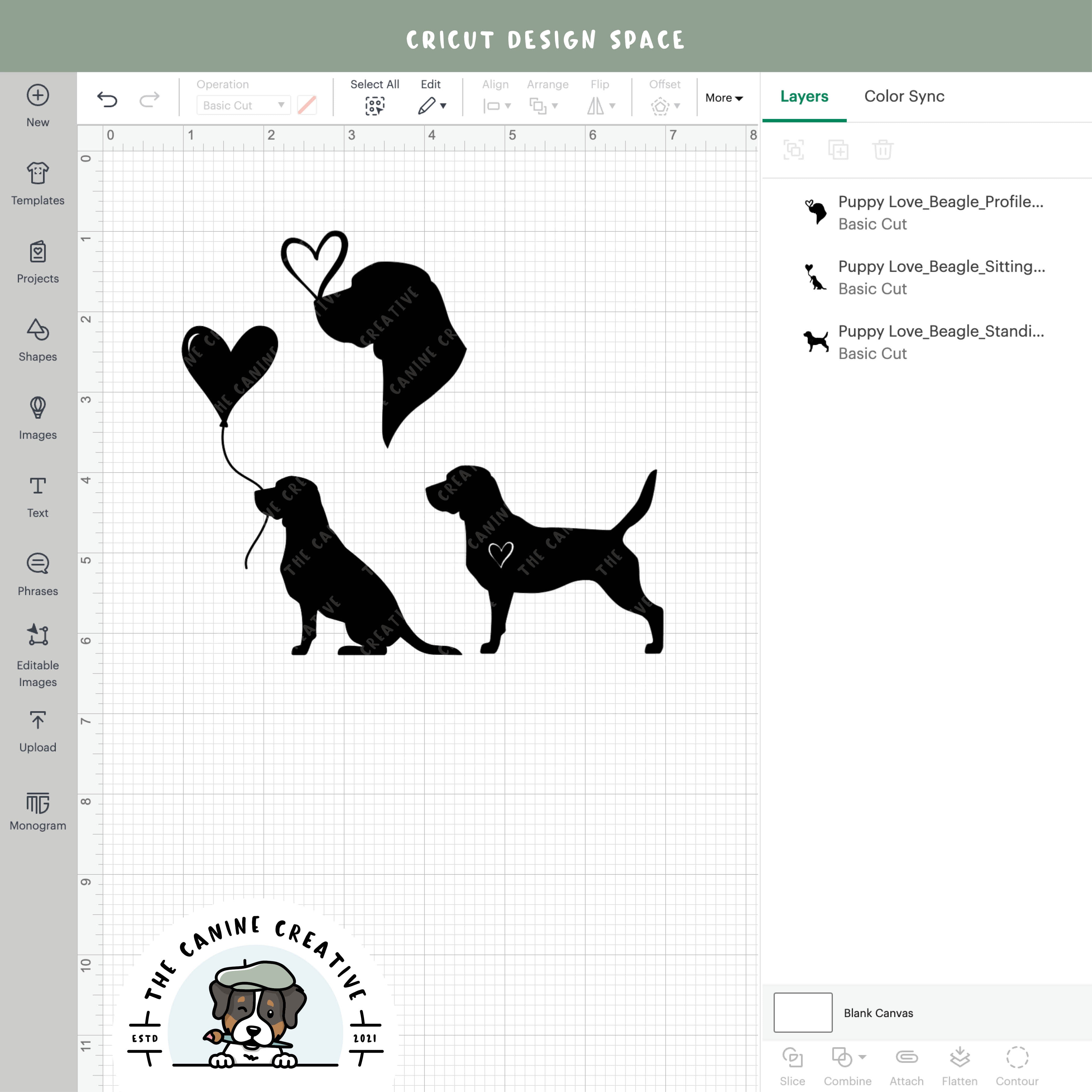 Screenshot showing designs inside Cricut Design Space.