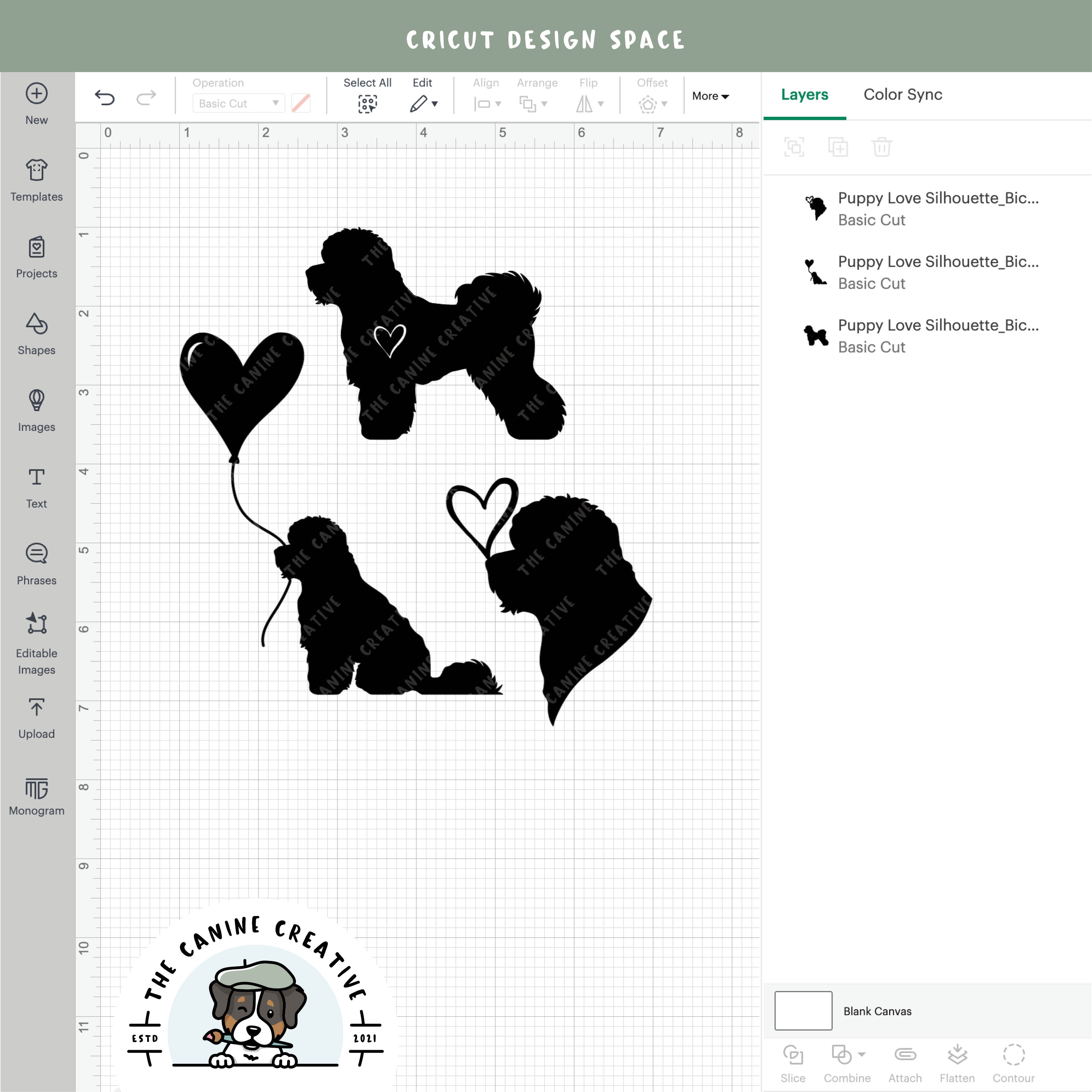 Screenshot showing designs inside Cricut Design Space.