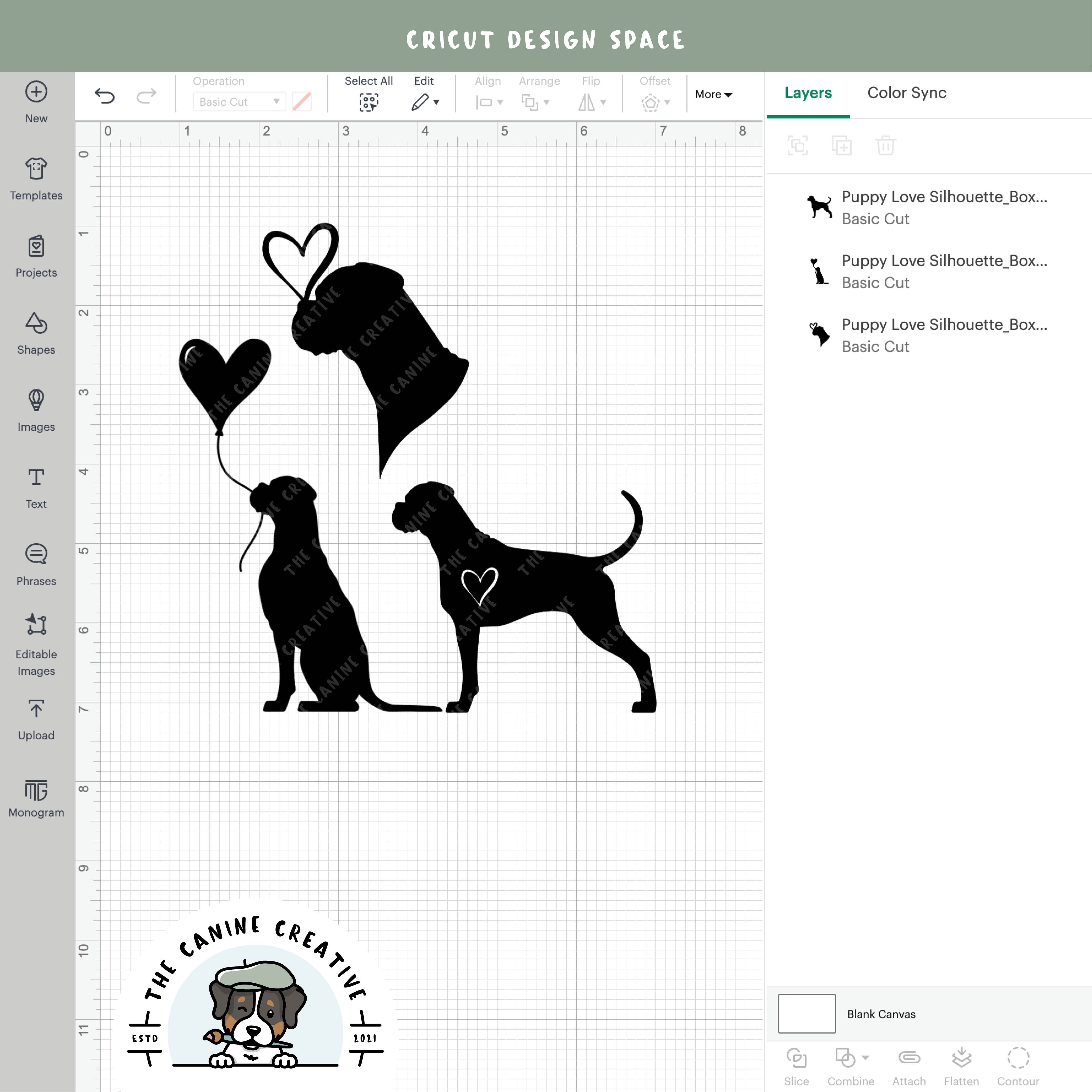 Screenshot showing designs inside Cricut Design Space.