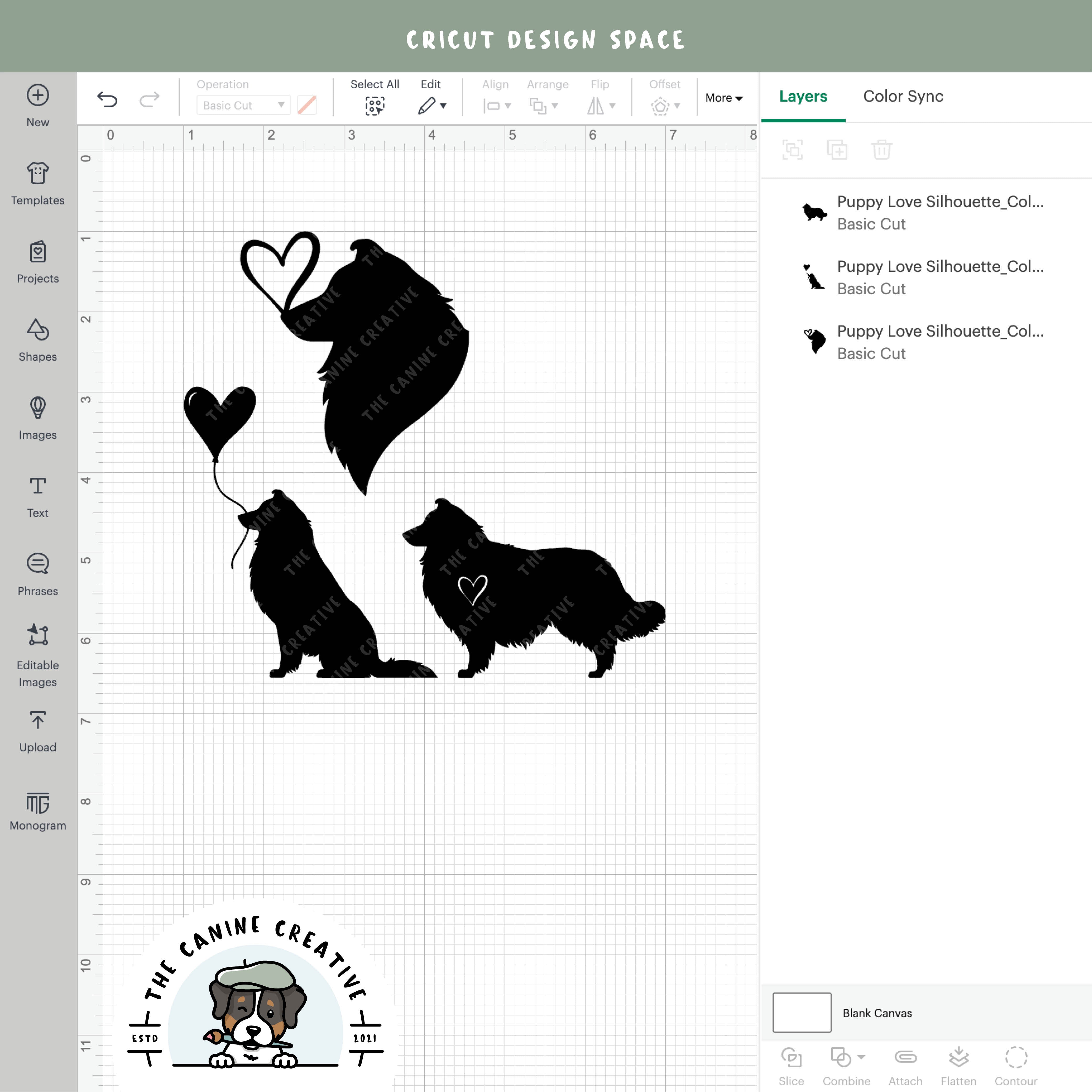 Screenshot showing designs inside Cricut Design Space.