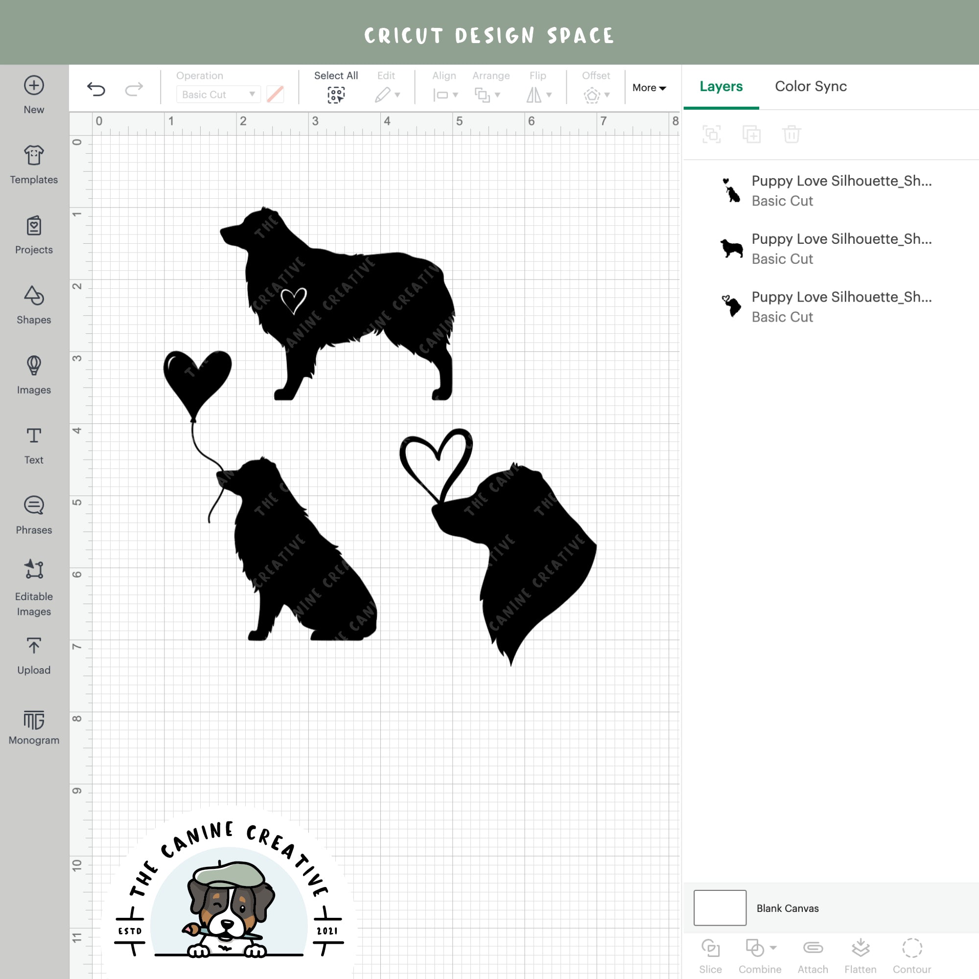 Screenshot showing designs inside Cricut Design Space.