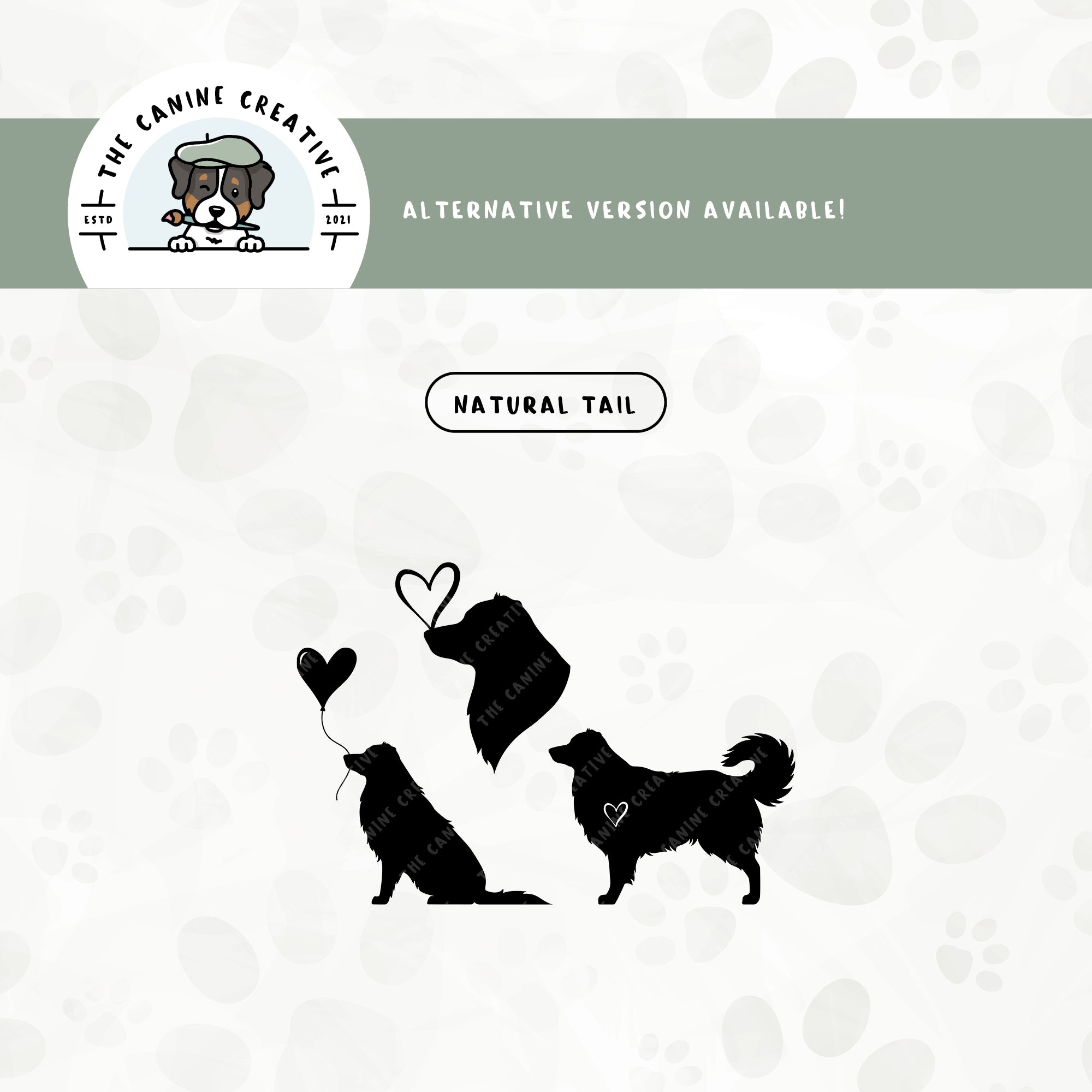 A long tail version is also available for this Australian Shepherd heart silhouette bundle.