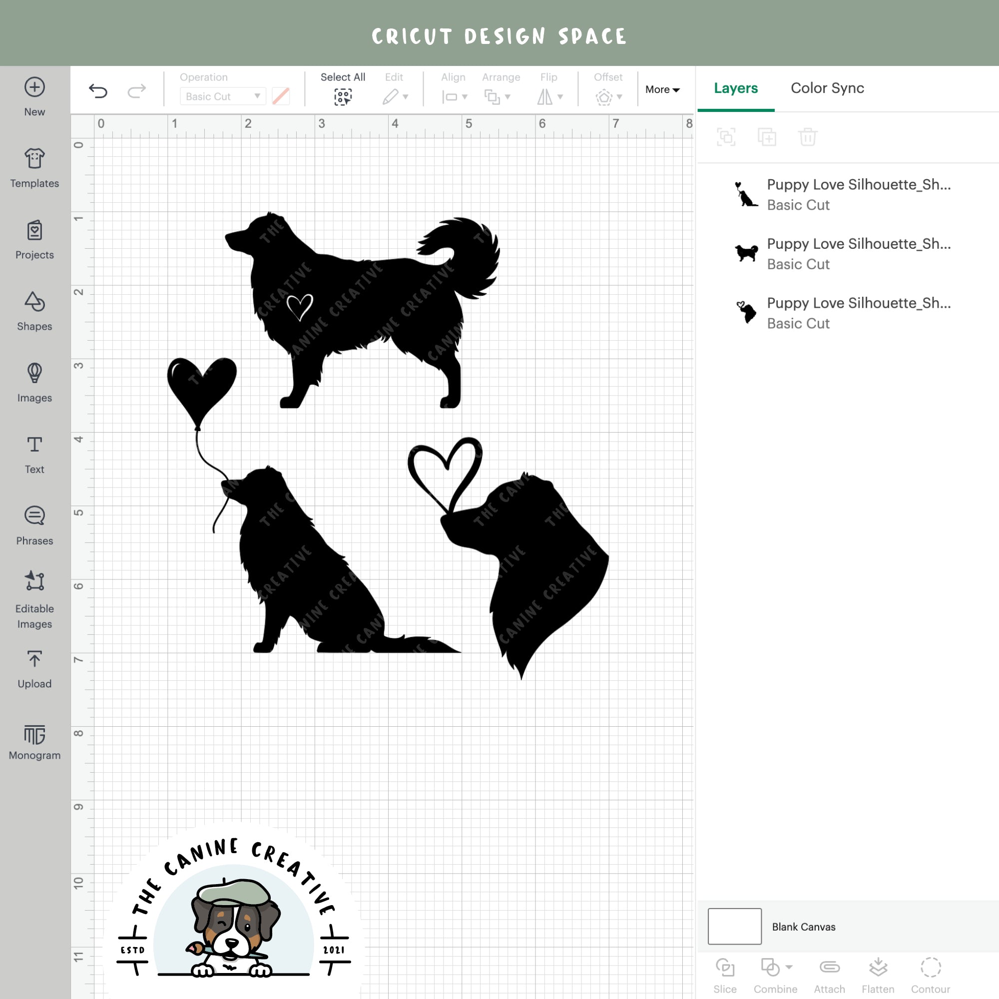 Screenshot showing designs inside Cricut Design Space.