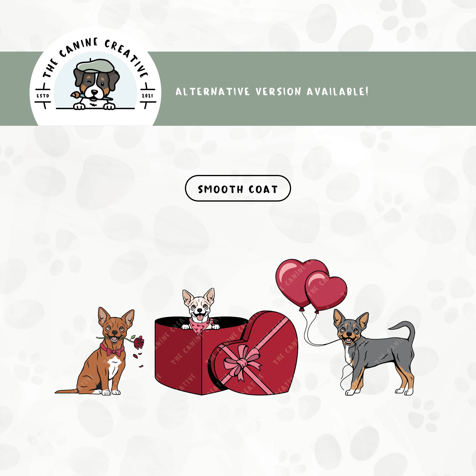 A smooth coat version is also available for this Chihuahua design bundle.