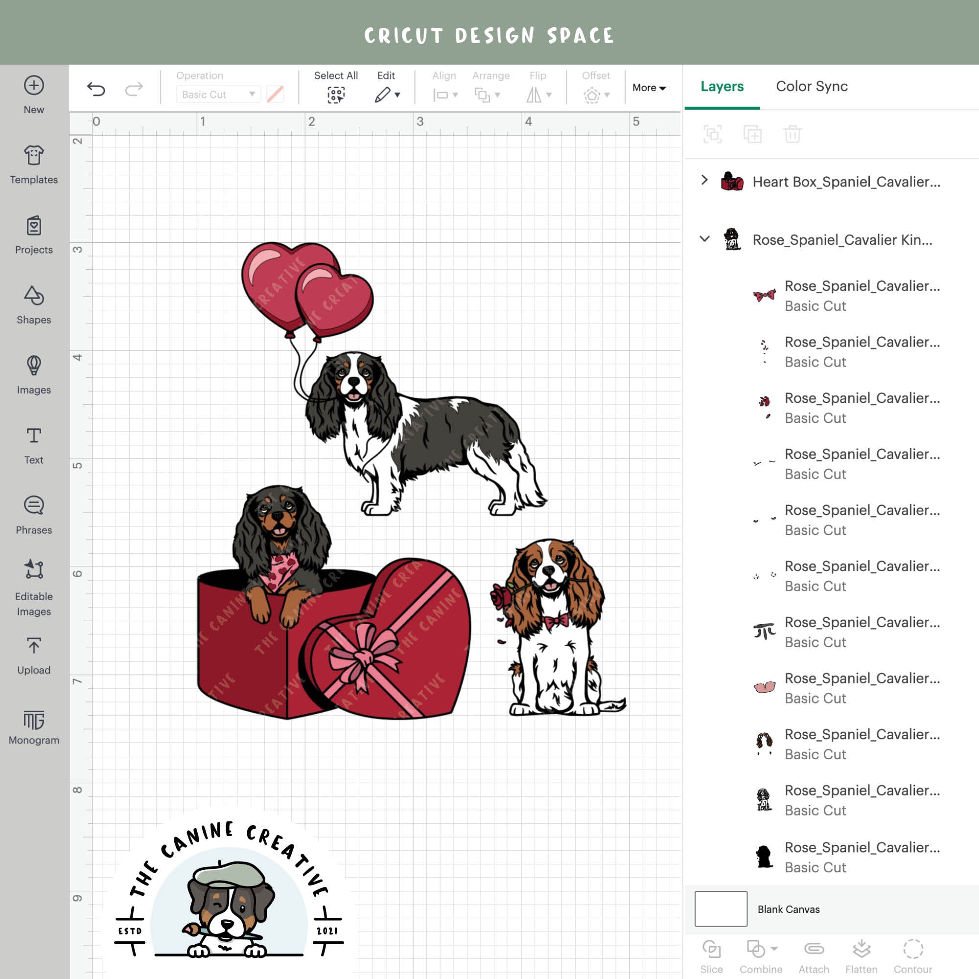 Screenshot showing design layers inside Cricut Design Space.