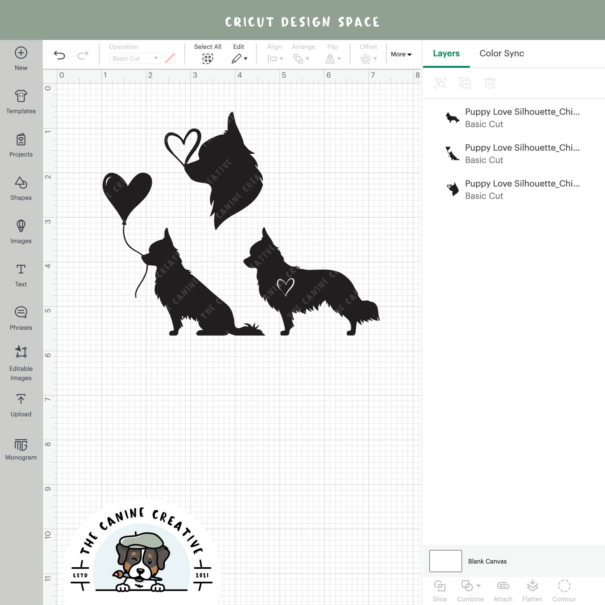 Screenshot showing designs inside Cricut Design Space.