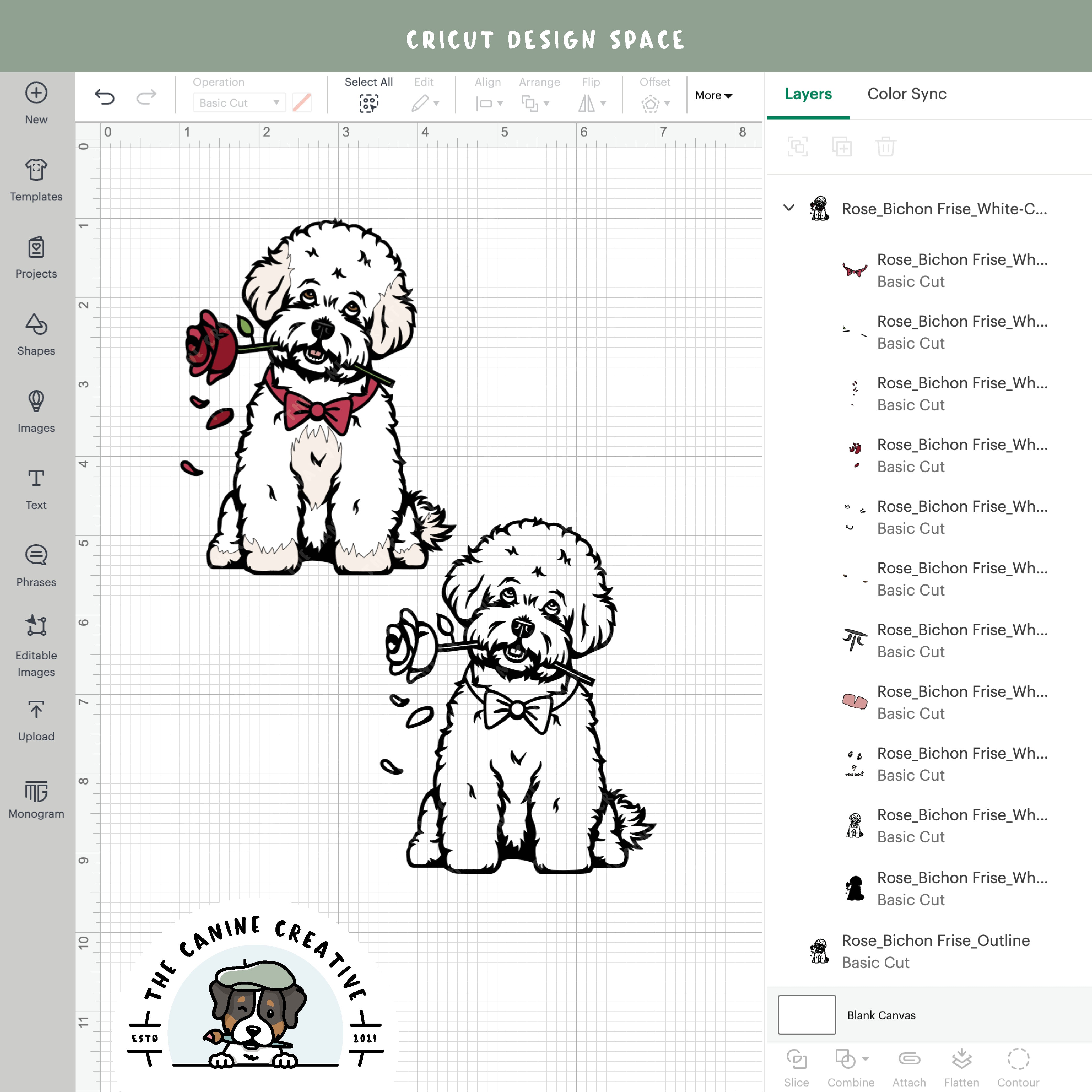 Screenshot showing design layers inside Cricut Design Space.