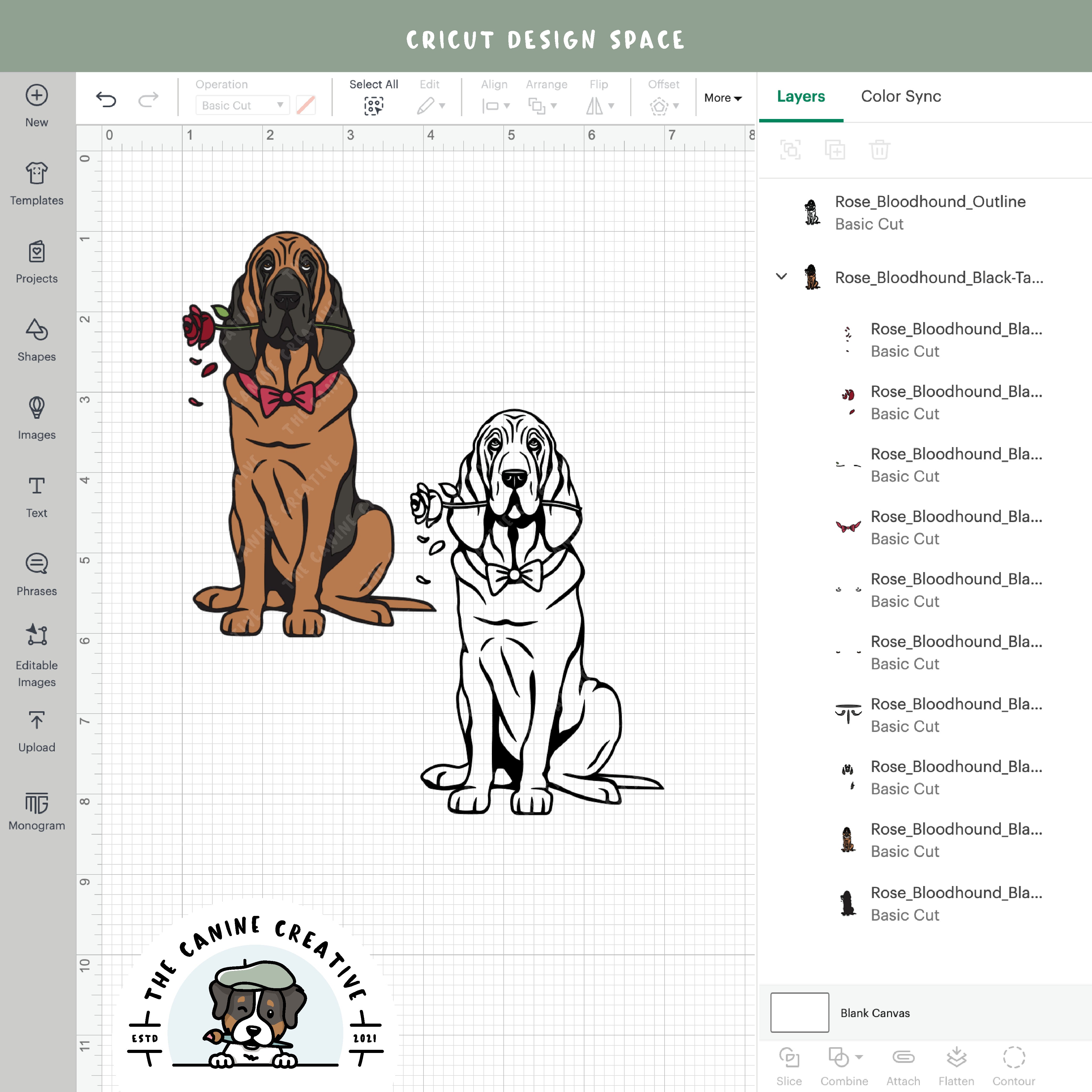 Screenshot showing design layers inside Cricut Design Space.