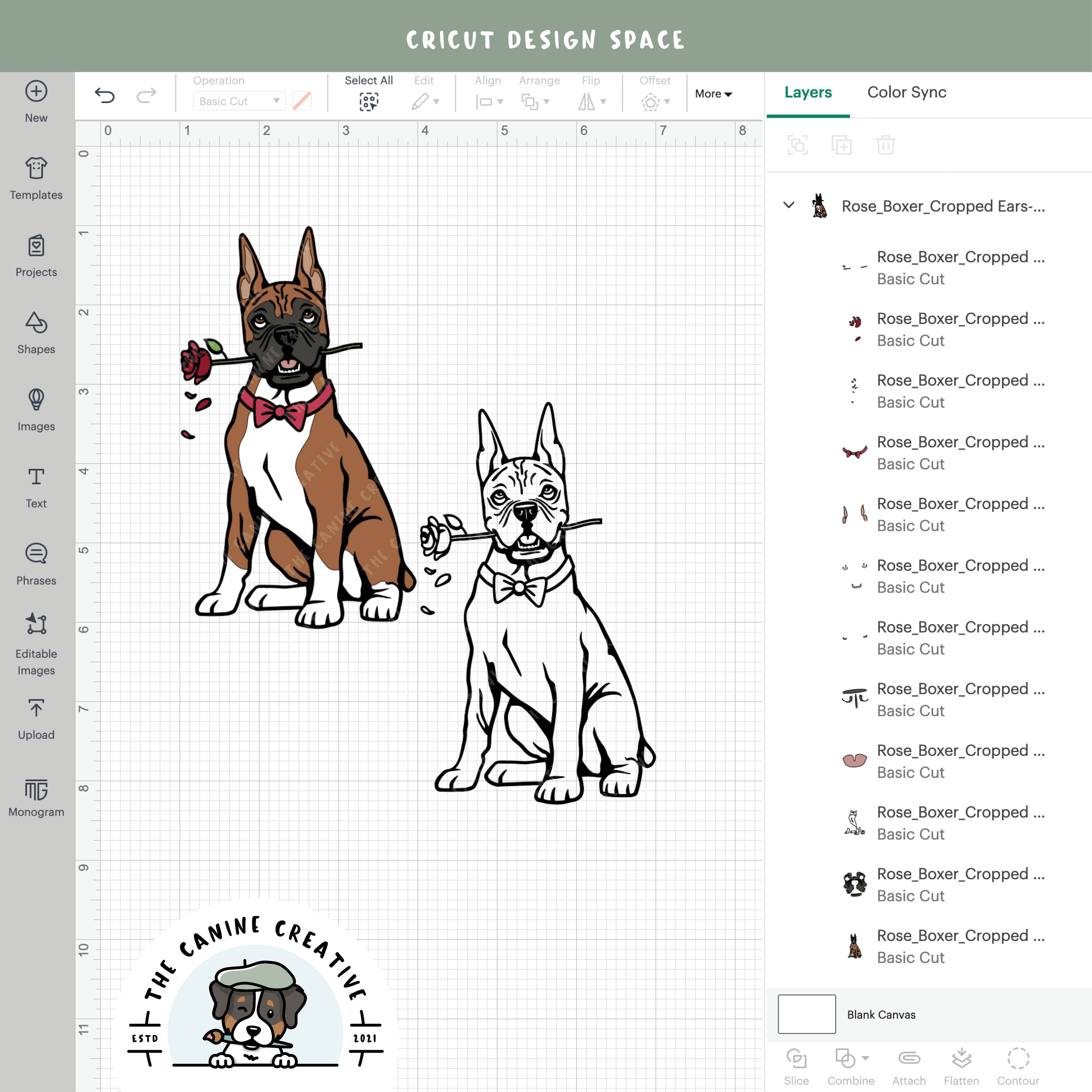 Screenshot showing design layers inside Cricut Design Space.