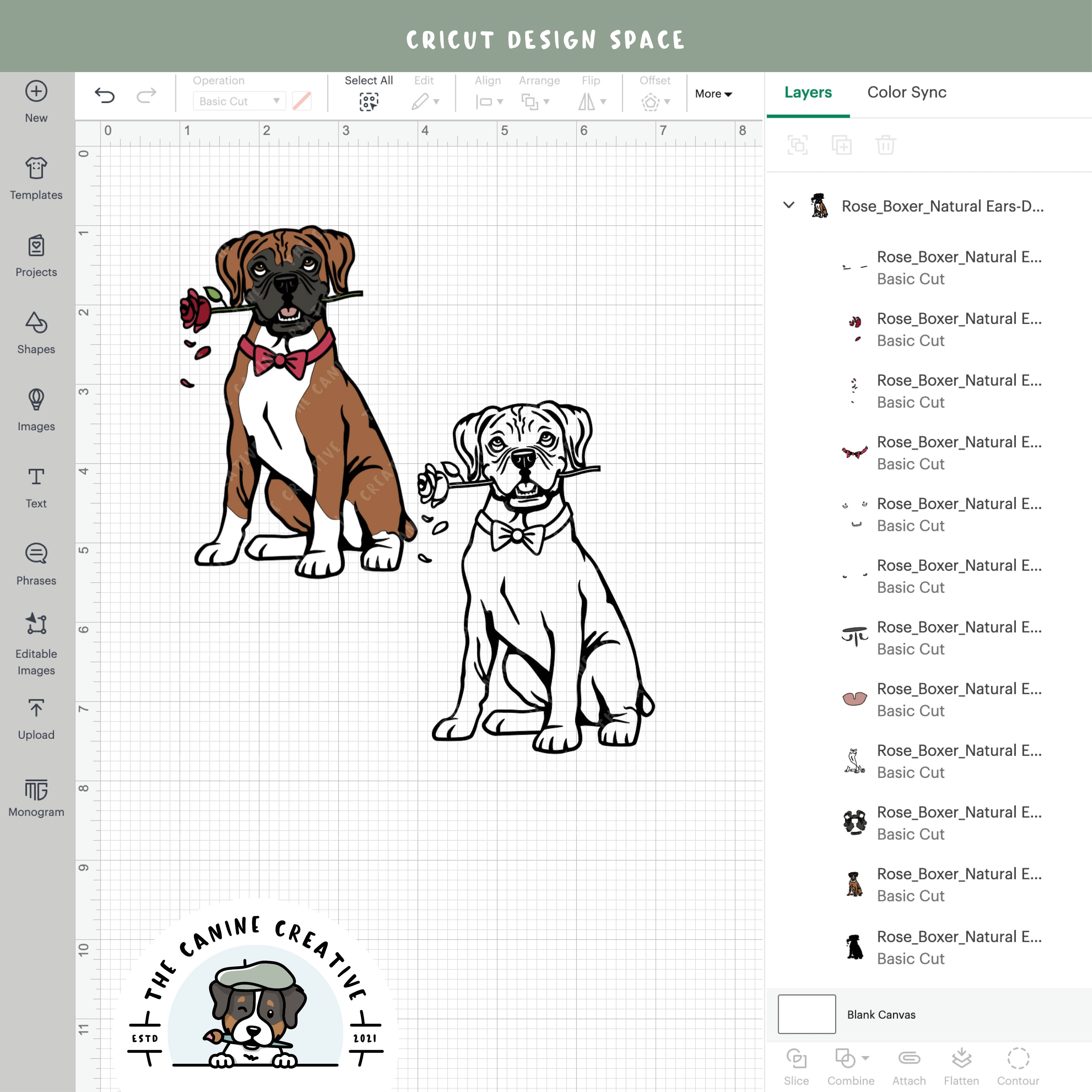 Screenshot showing design layers inside Cricut Design Space.