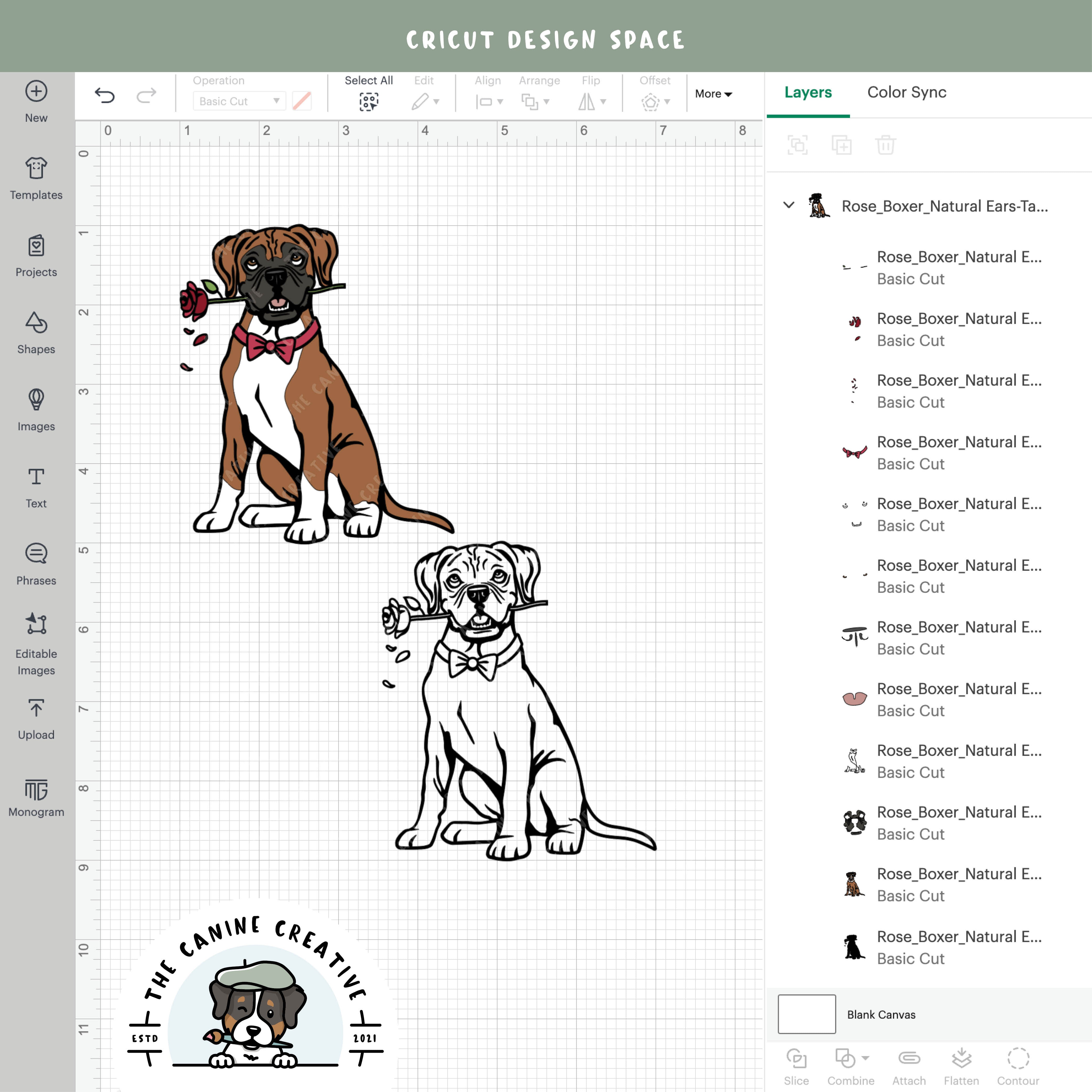 Screenshot showing design layers inside Cricut Design Space.