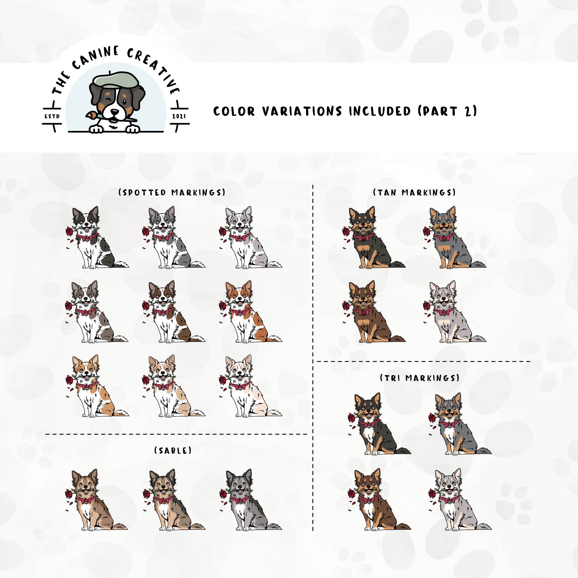 Part 2 of this design set features Chihuahuas with spotted, sable, tan, and tri-color markings.