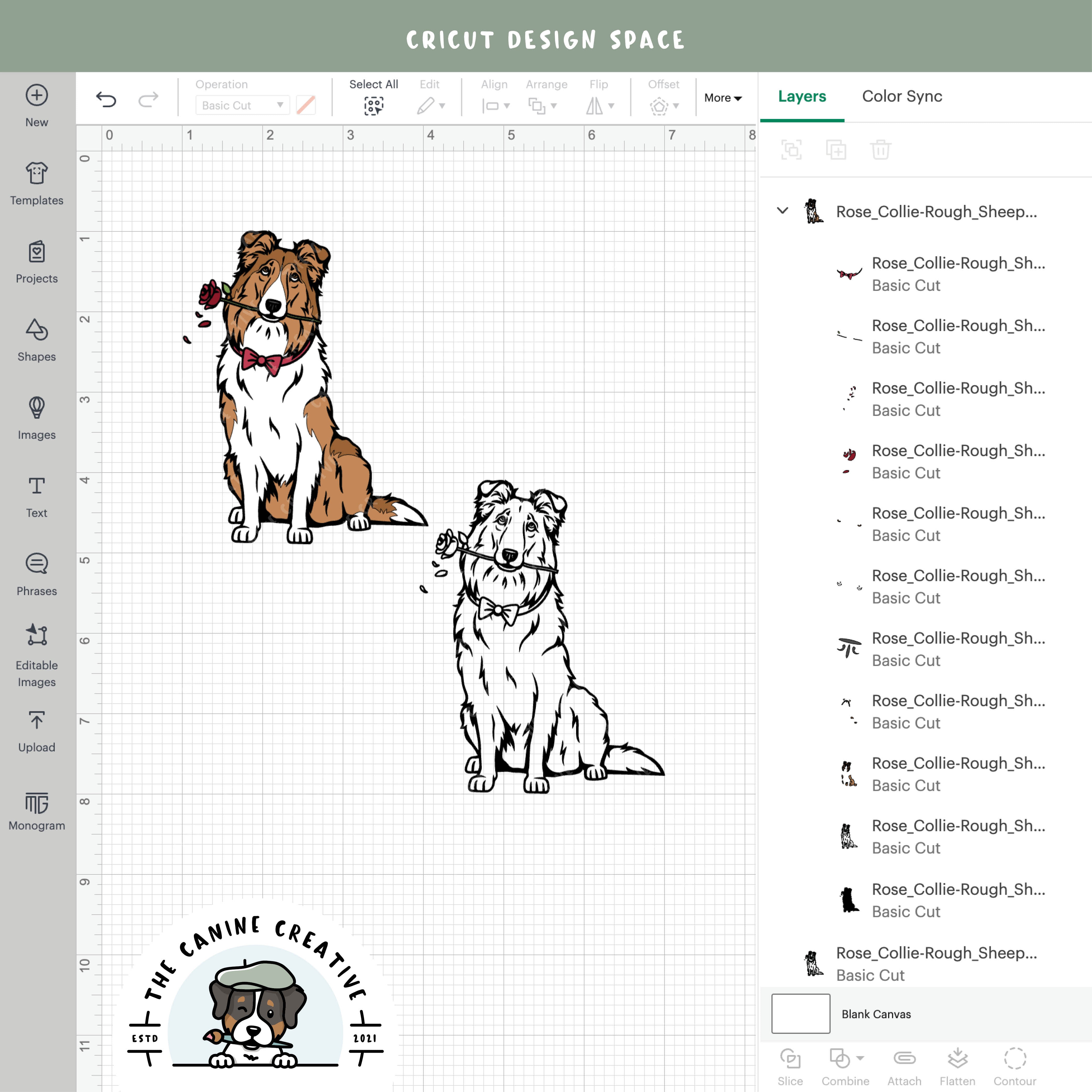 Screenshot showing design layers inside Cricut Design Space.