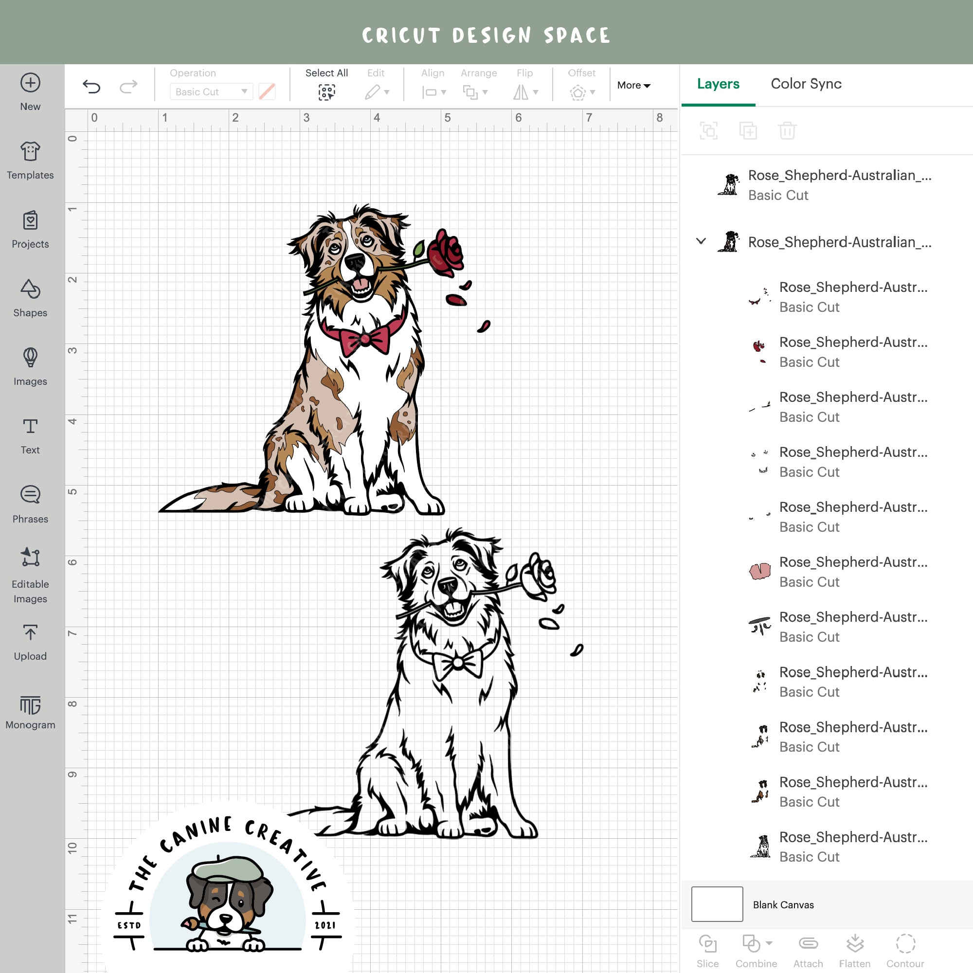 Screenshot showing design layers inside Cricut Design Space.