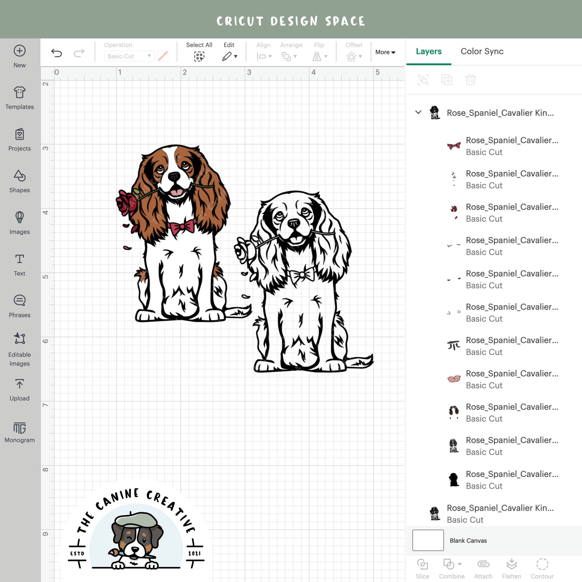 Screenshot showing design layers inside Cricut Design Space.