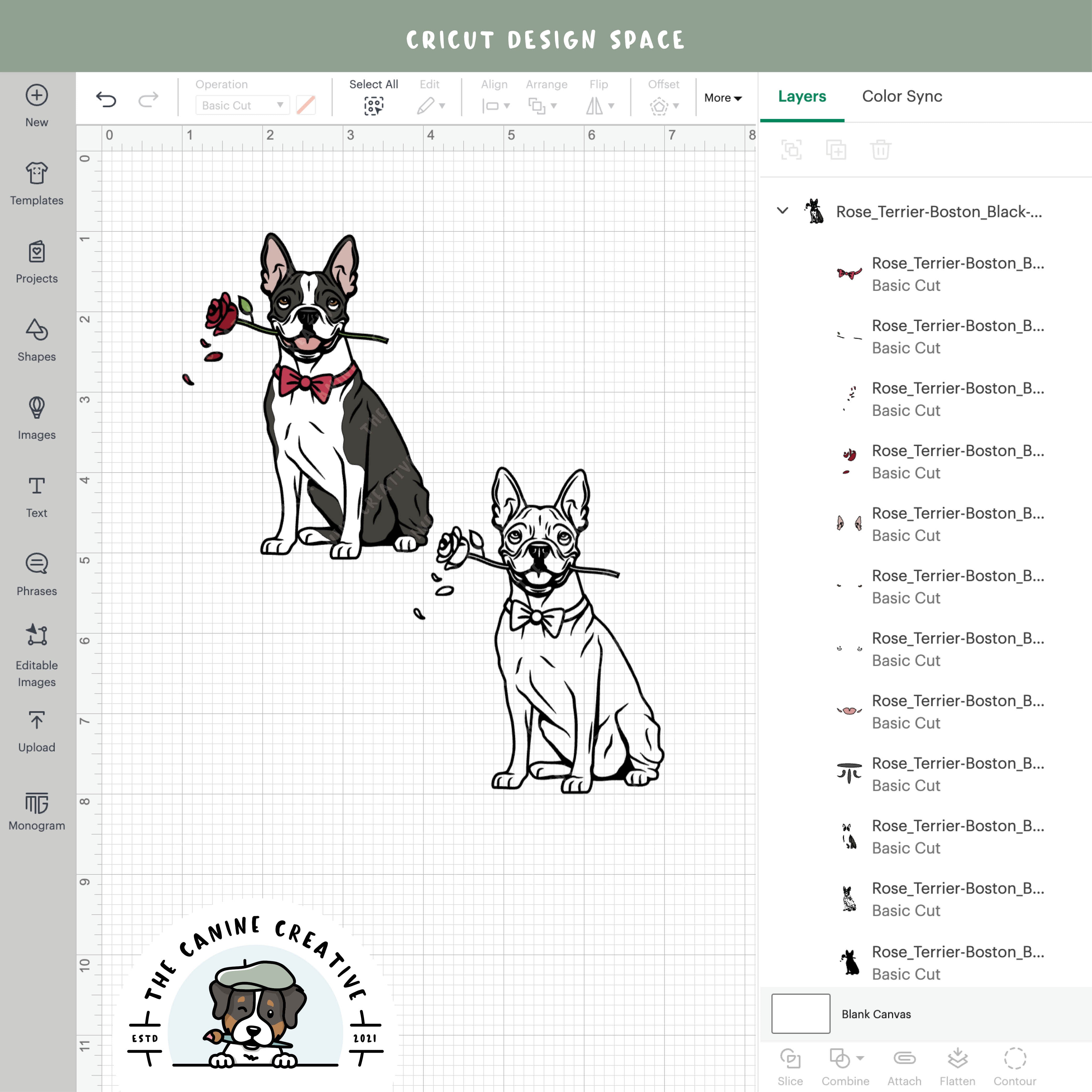 Screenshot showing design layers inside Cricut Design Space.