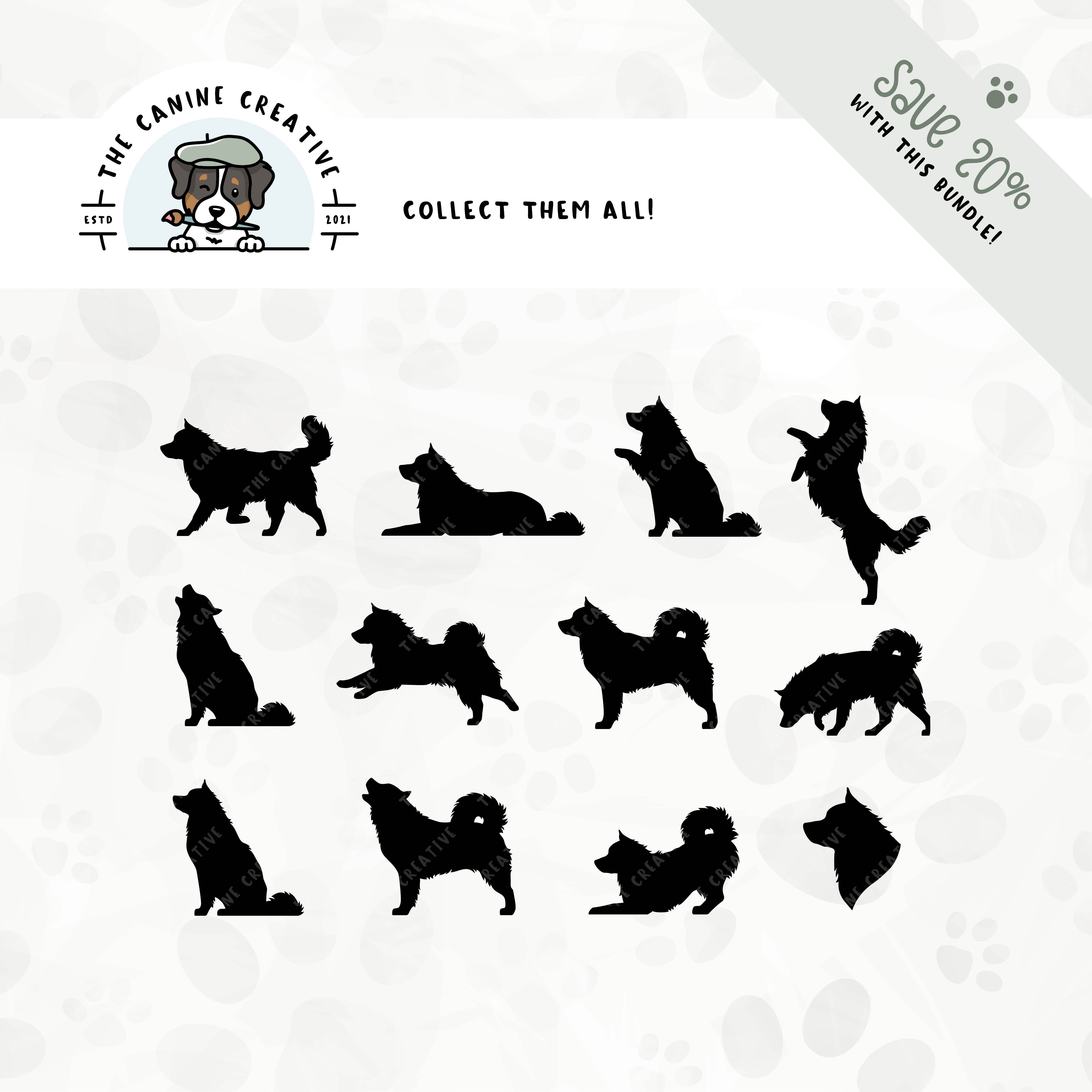 Save 20% with our related 12-pack Alaskan Malamute silhouette bundle.