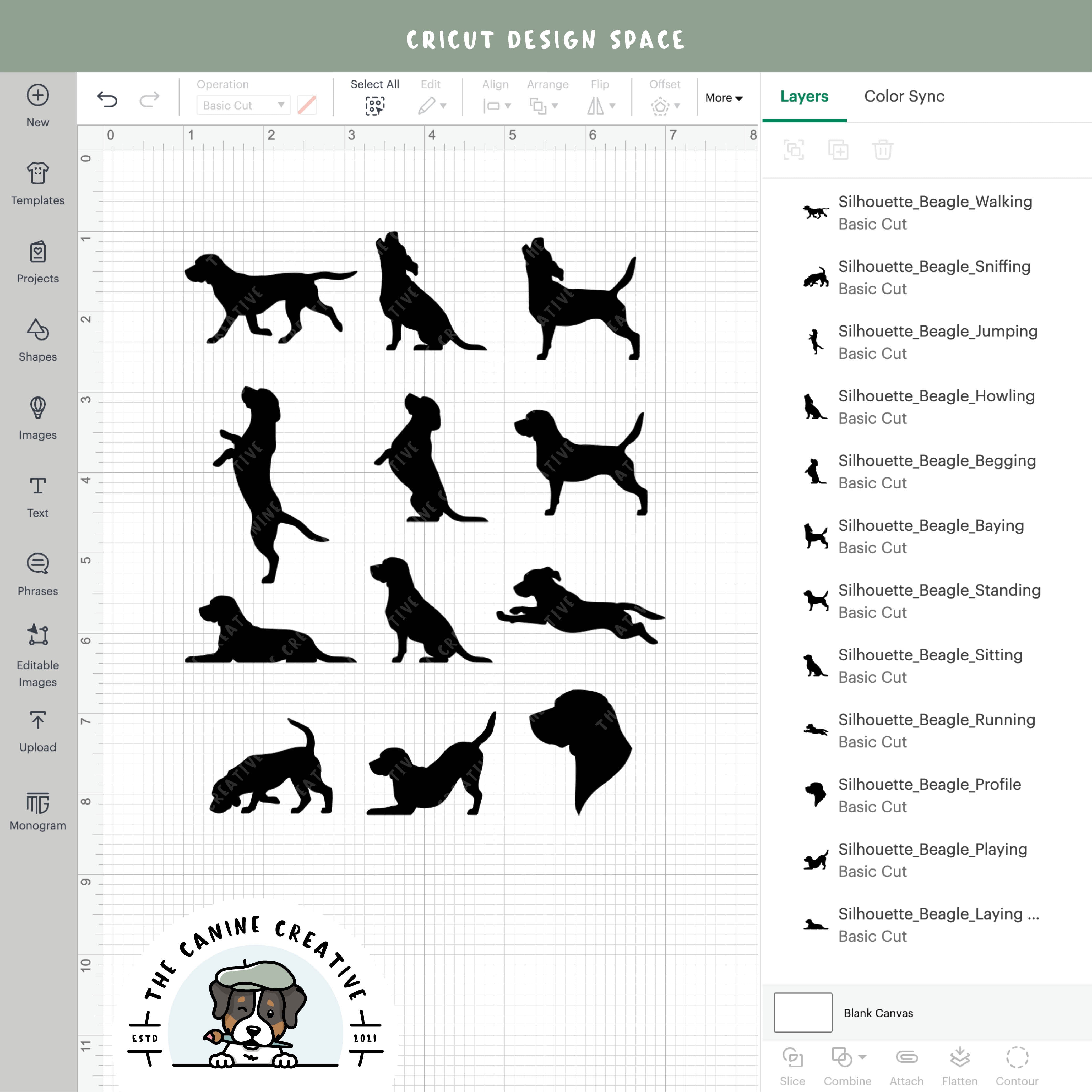 Screenshot showing designs inside Cricut Design Space.